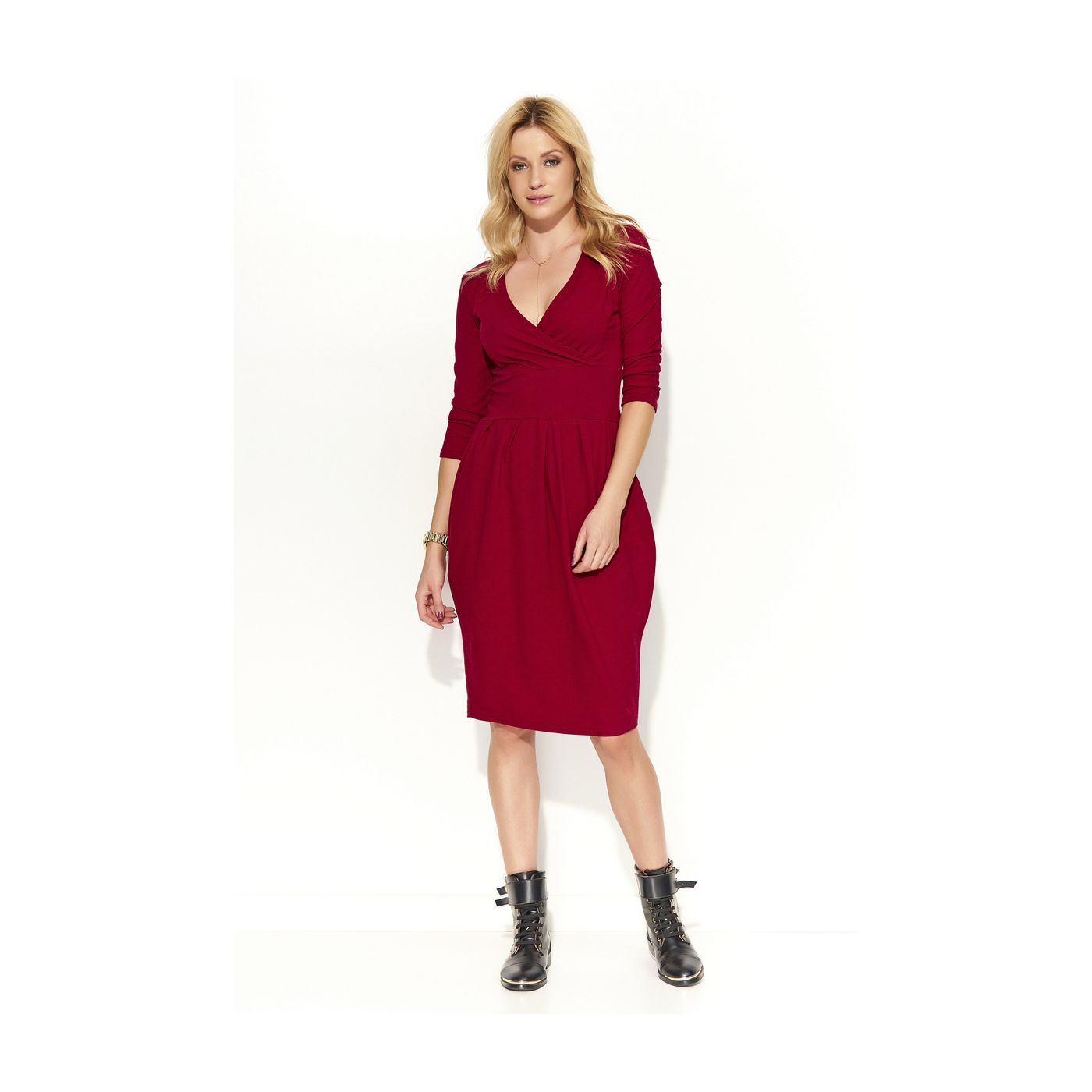 Makadamia Woman's Dress M363 Maroon