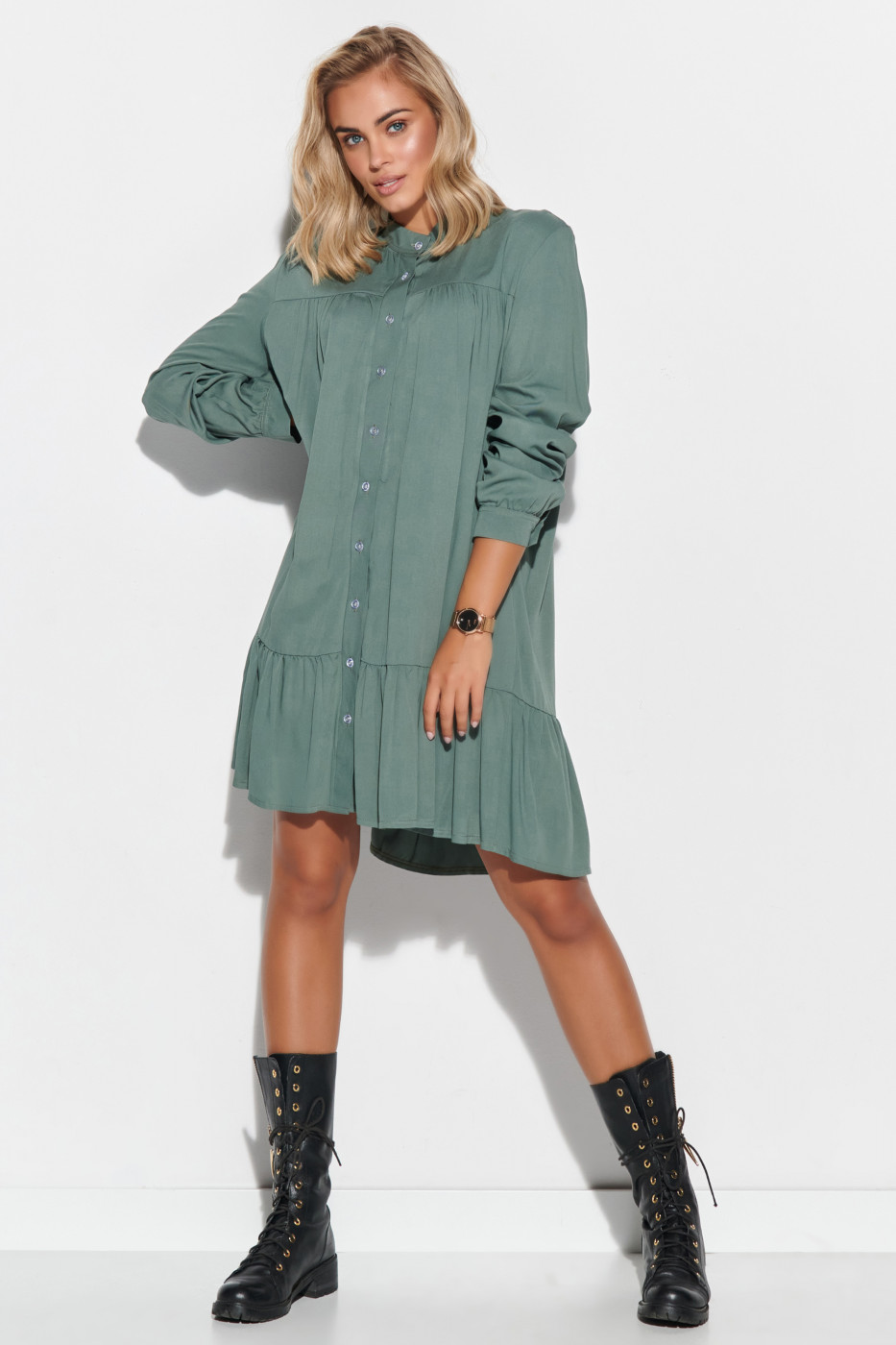 Makadamia Woman's Dress M576 Khaki