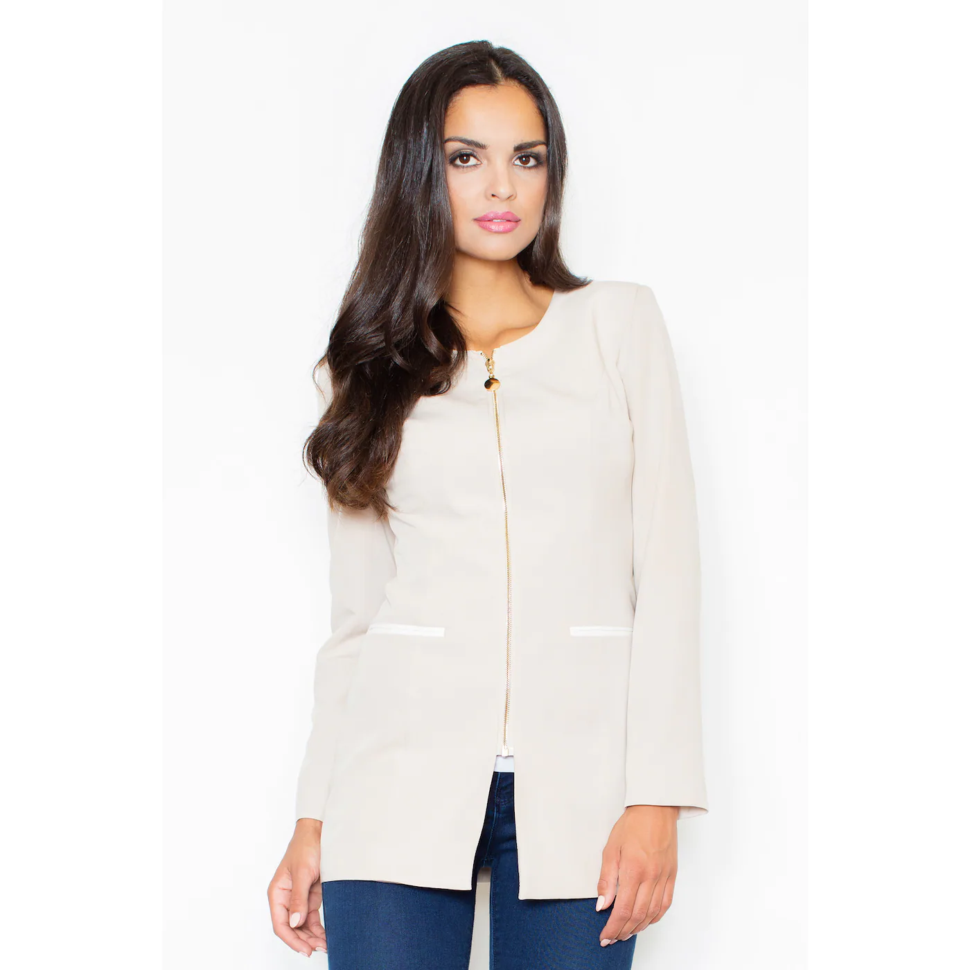 Figl Woman's Jacket M409 Beige-Ecru