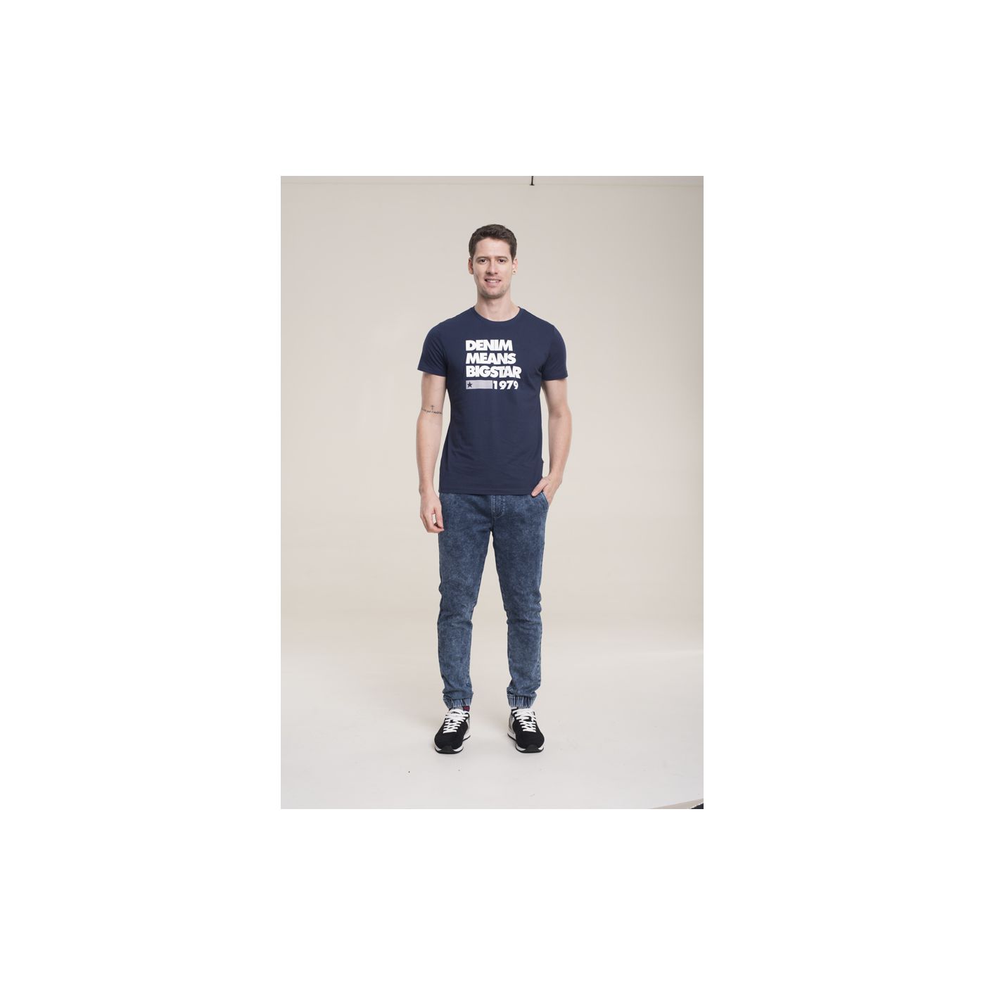 Big Star Man's Shortsleeve T-shirt 154407 Navy Blue-479