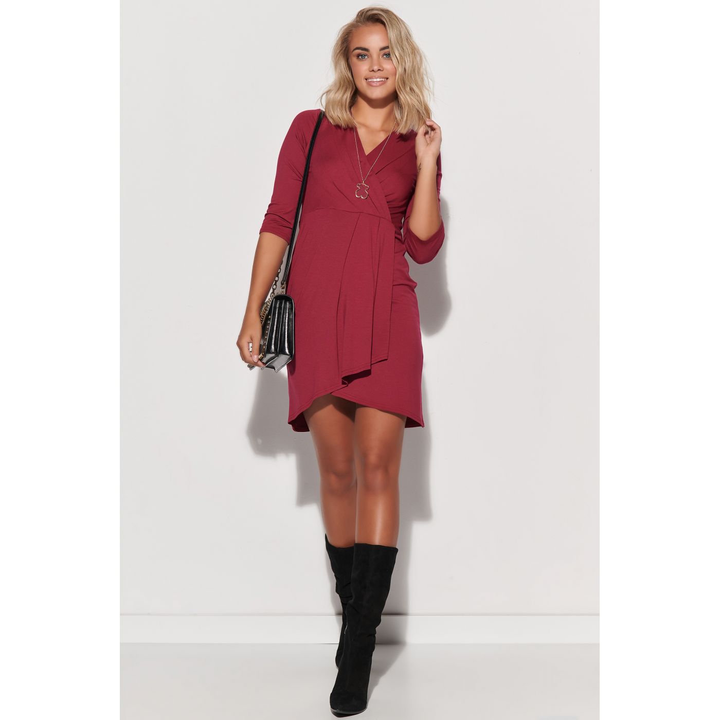 Makadamia Woman's Dress M579 Burgundy