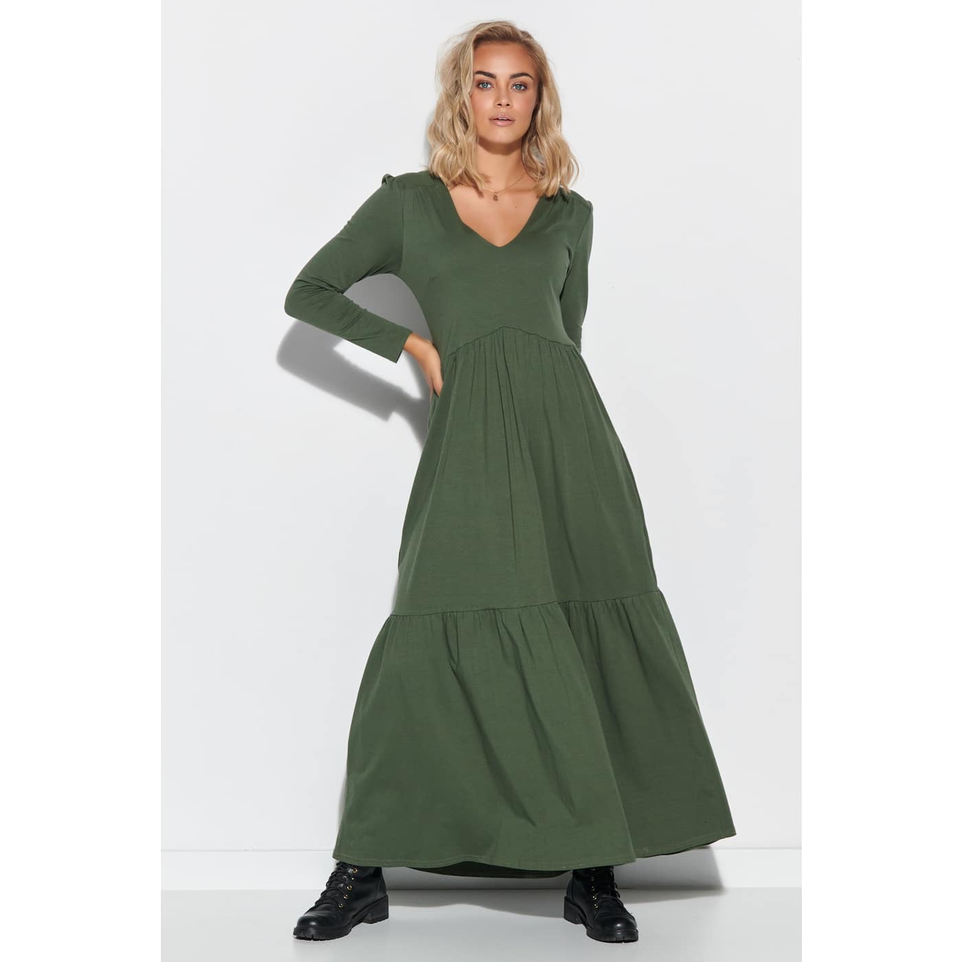 Makadamia Woman's Dress M570 Khaki