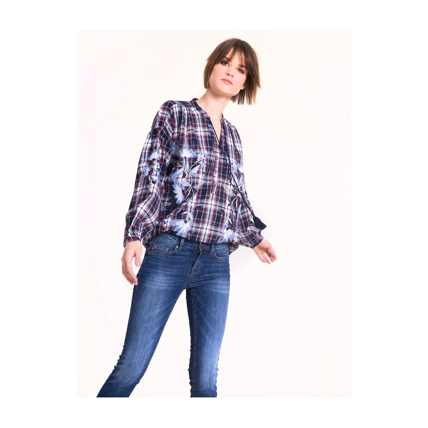 Big Star Woman's Longsleeve Shirt 145656 Navy Blue-402