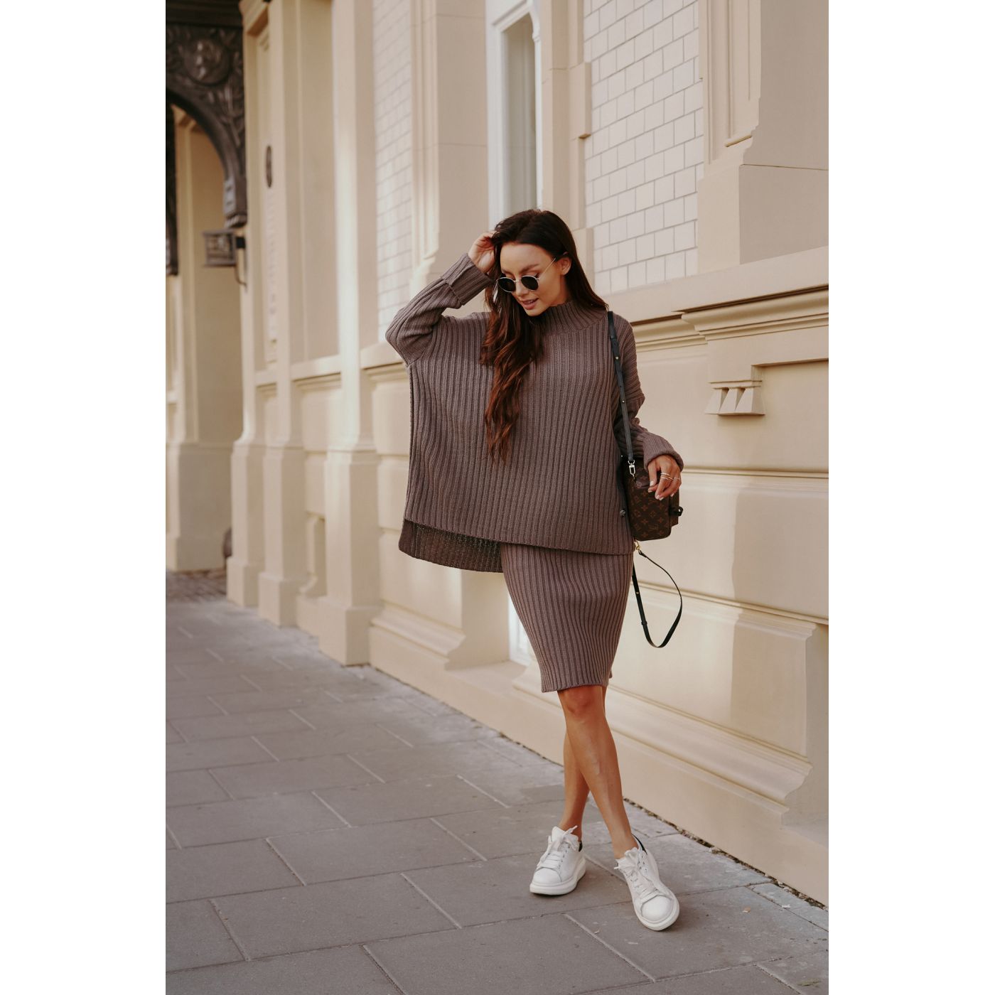 Lemoniade Woman's Set (Sweater+Skirt) LS308 Cappuccino