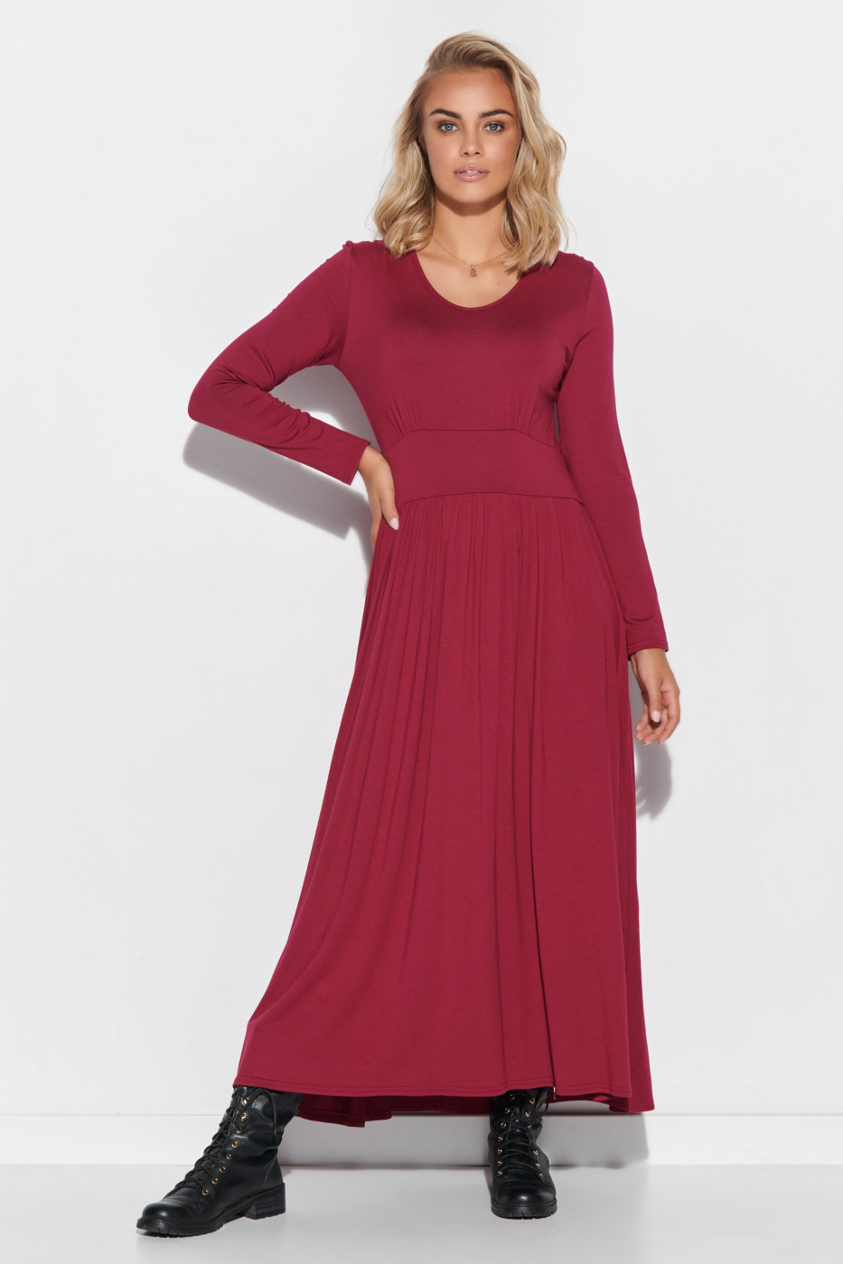 Makadamia Woman's Dress M571 Burgundy