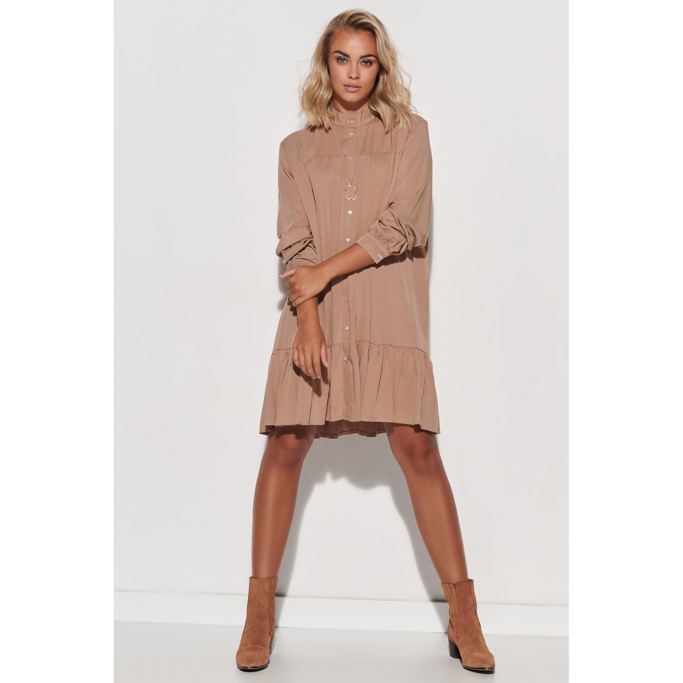 Makadamia Woman's Dress M576 Cappuccino