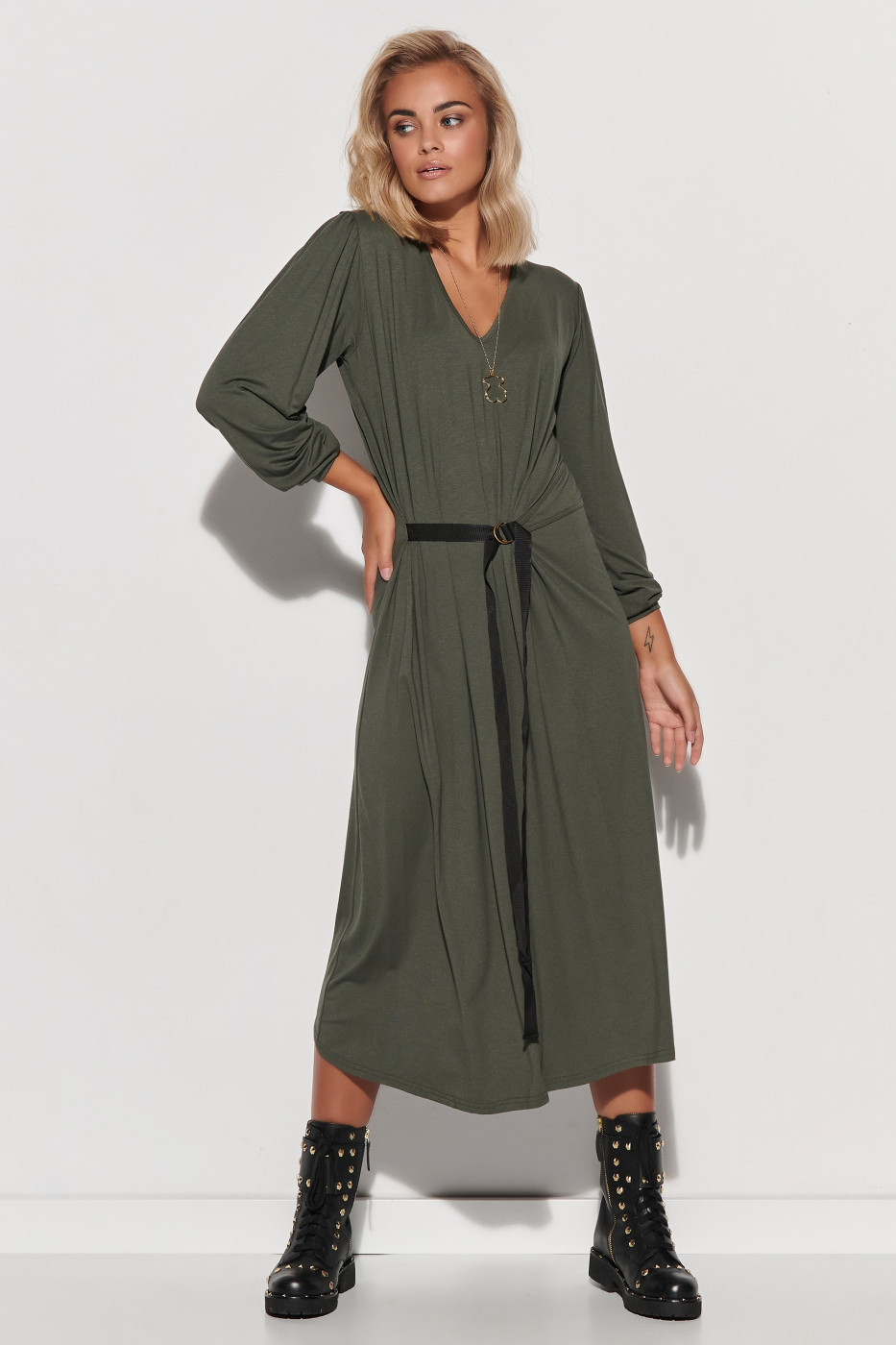 Makadamia Woman's Dress M580 Khaki