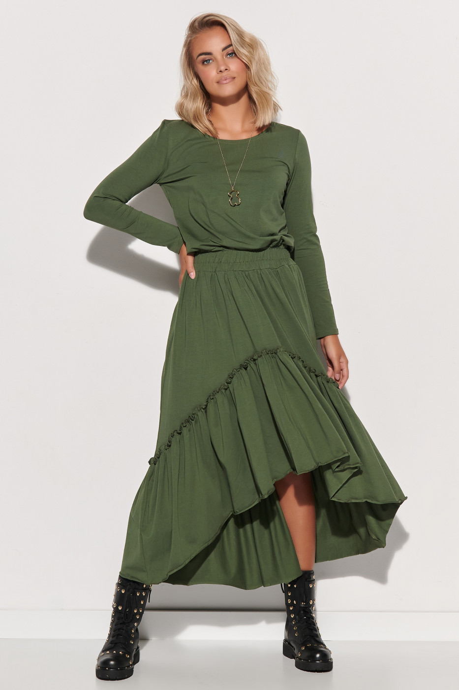 Makadamia Woman's Dress M573 Khaki