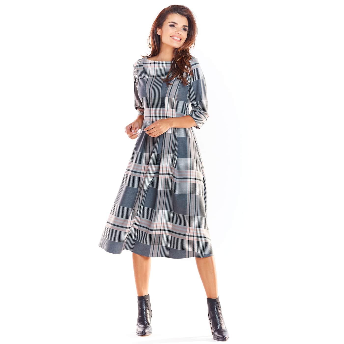 Awama Woman's Dress A334 Checked
