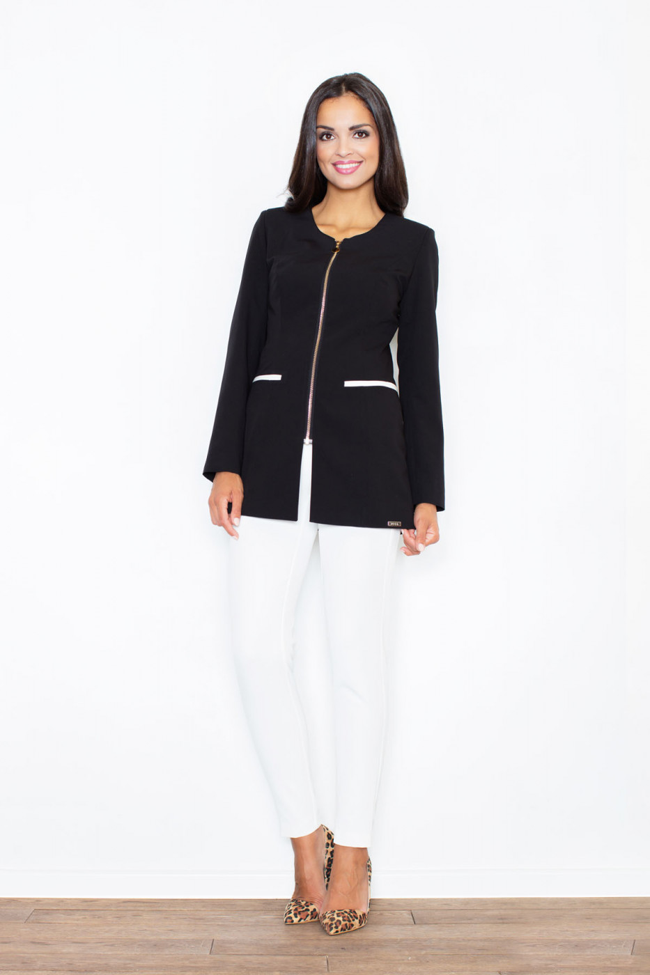 Figl Woman's Jacket M409 Black-Ecru