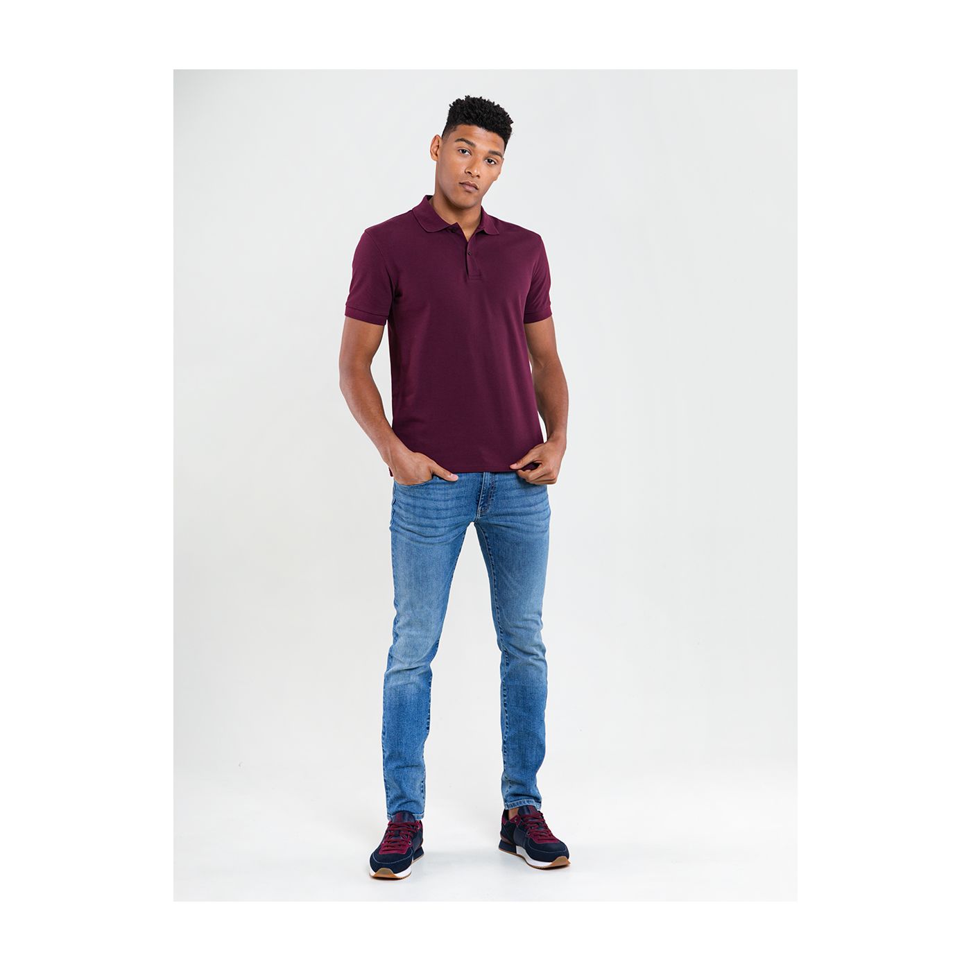 Big Star Man's Shortsleeve Polo T-shirt 158891 Burgundy-604