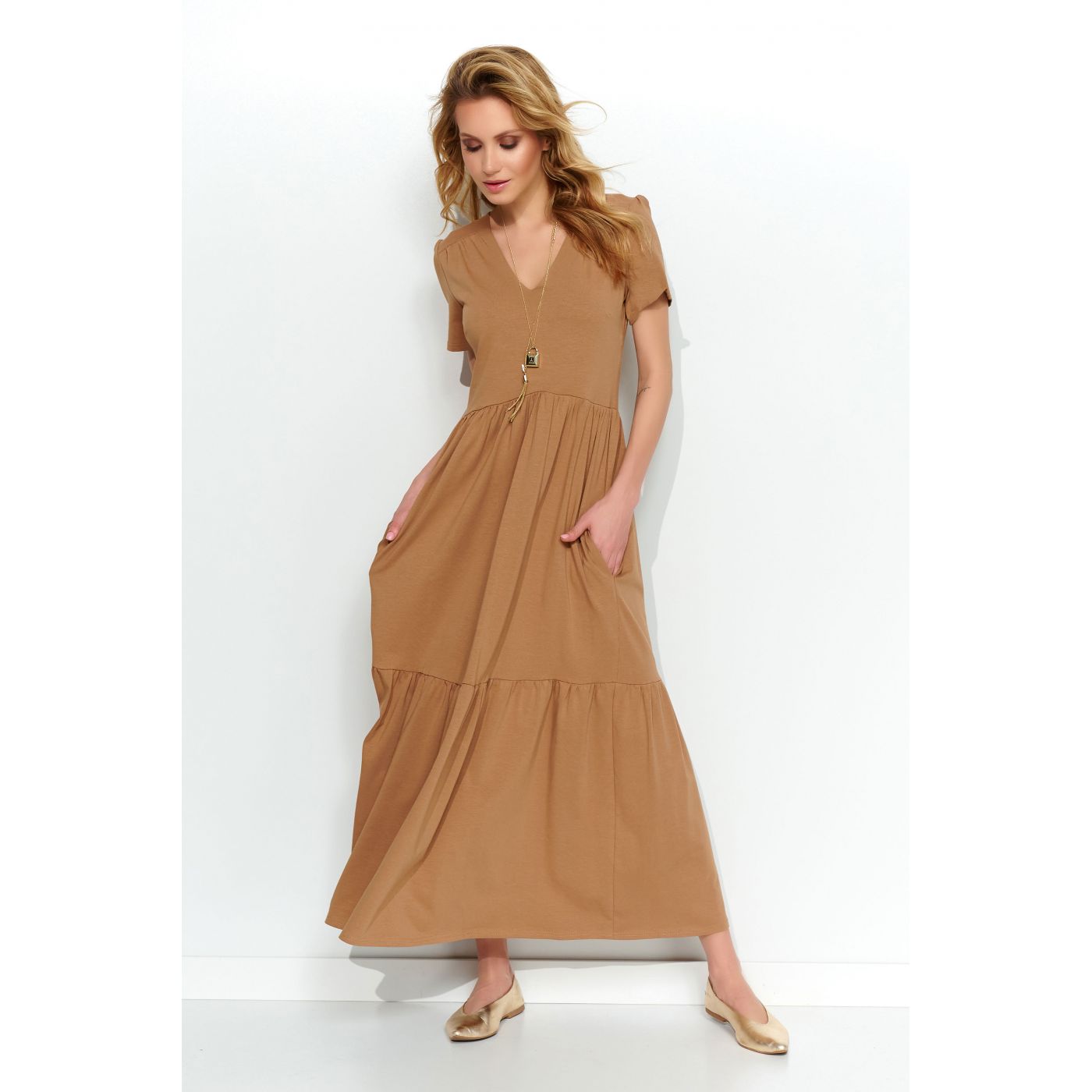 Makadamia Woman's Dress M549 Cappuccino