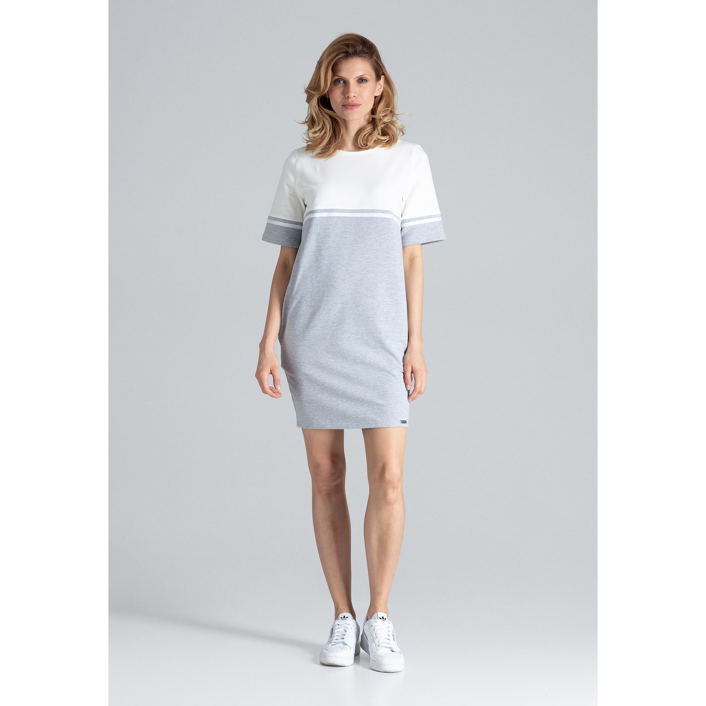 Figl Woman's Dress M400 Grey-Ecru