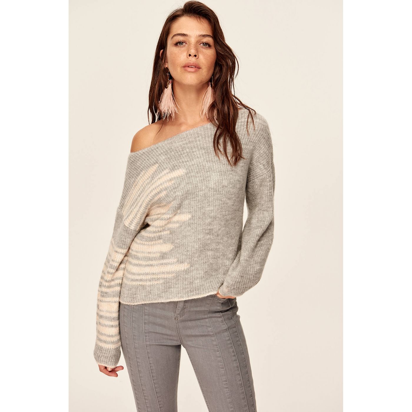Trendyol The Gray Boat Neckline Sweater Sweaters
