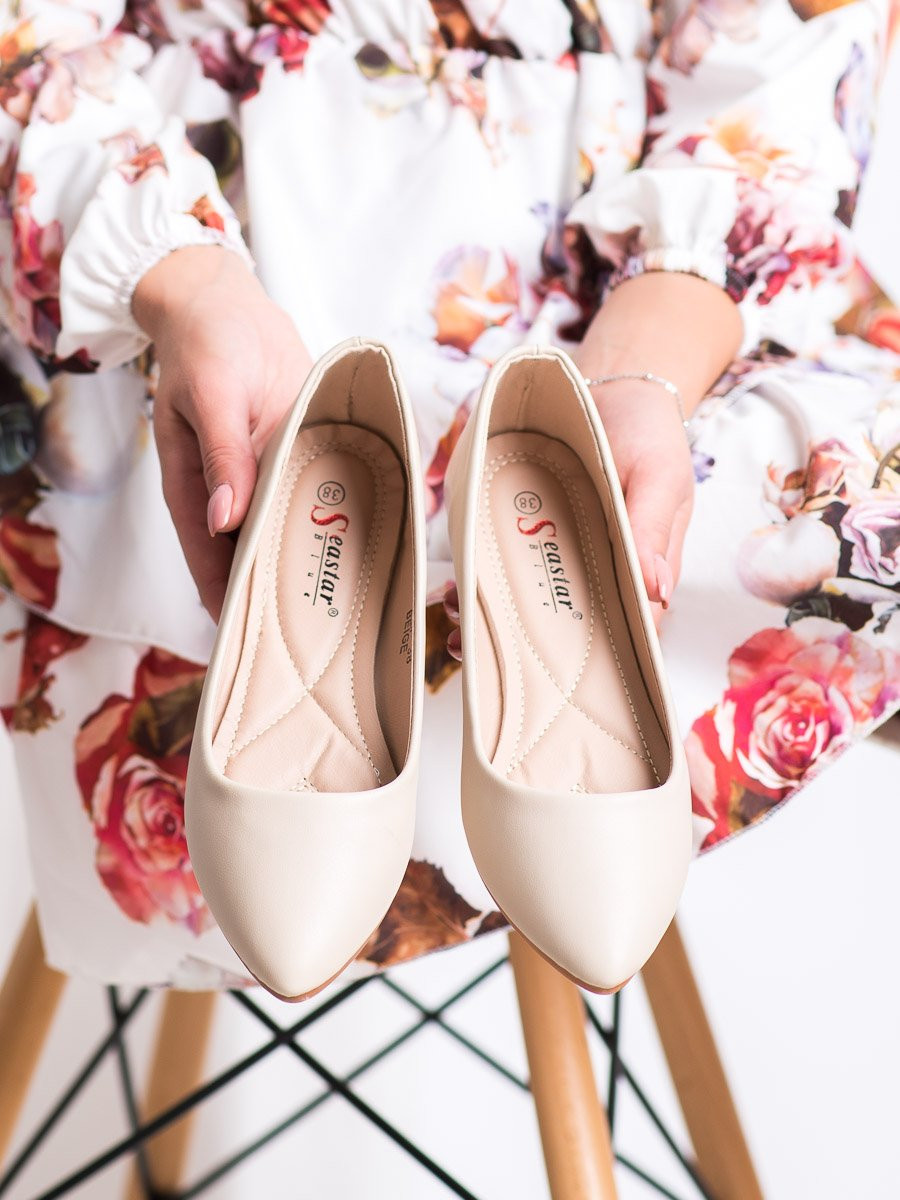 SEASTAR BEIGE BALLERINAS WITH ECO LEATHER
