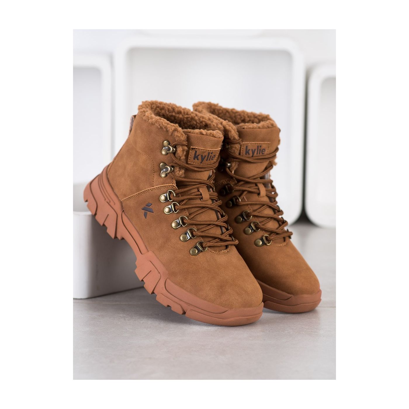 KYLIE BROWN TRAPEZOIDS WITH SHEEPSKIN