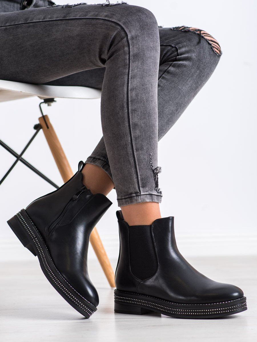 SHELOVET BOOTIES ON A PLATFORM WITH RHINESTONES