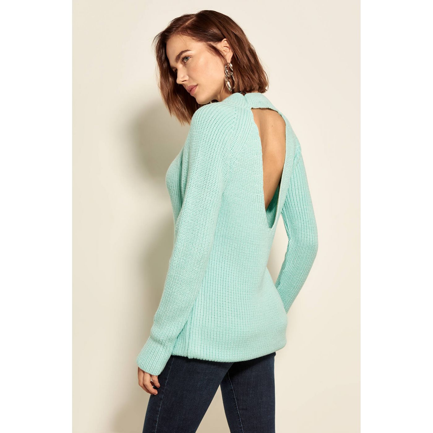 Trendyol Mint Back Lace Dresses Knitted Sweater