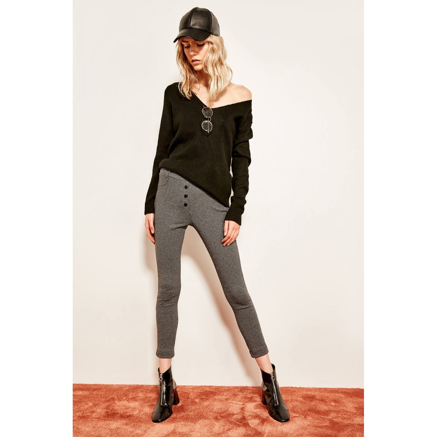 Trendyol Gray-Button Knit Pant