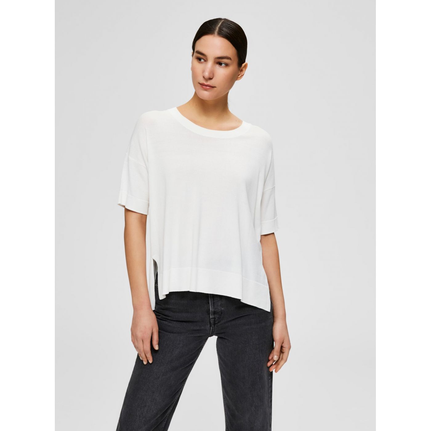 White Loose T-Shirt Selected Femme Wille