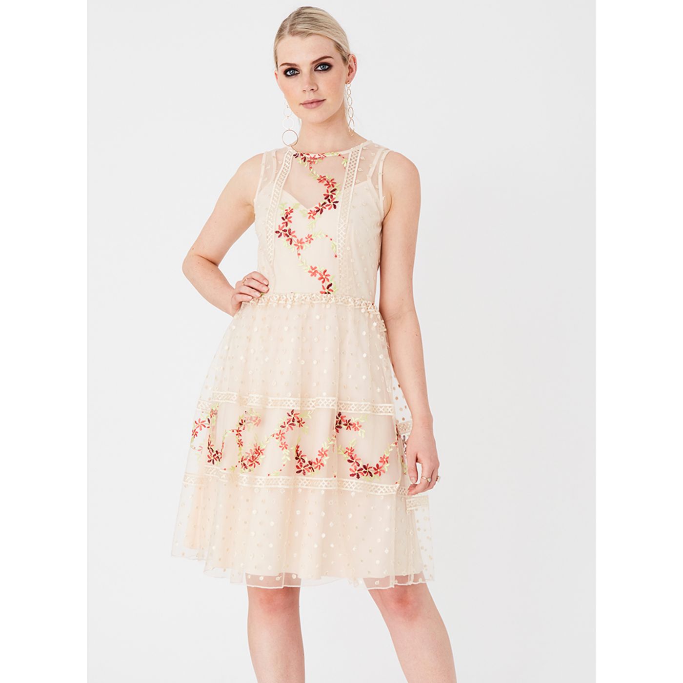 Little Mistress Embroidery Beige Dress