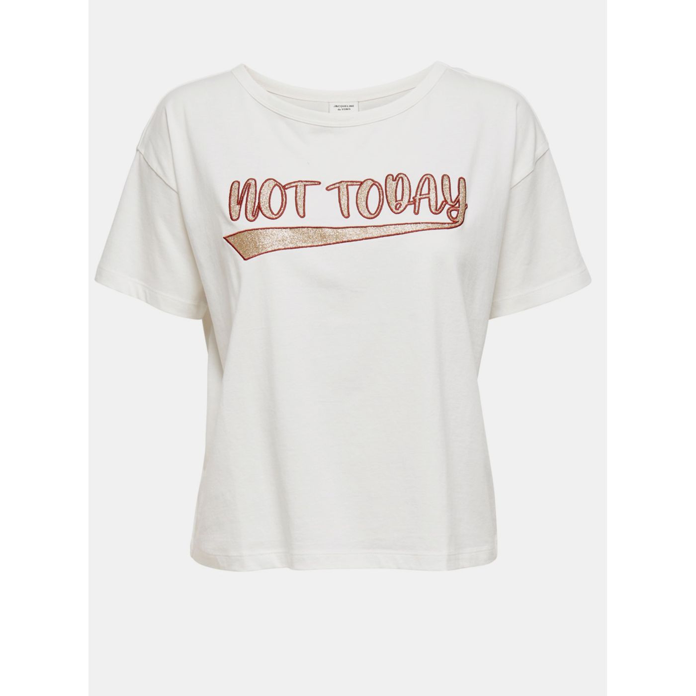 Jacqueline de Yong Fang Printed White Short T-Shirt