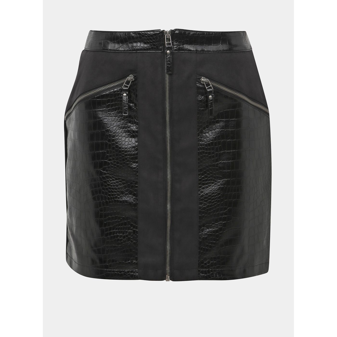 Dark grey suede miniskirt and fur linen details Noisy May Masja