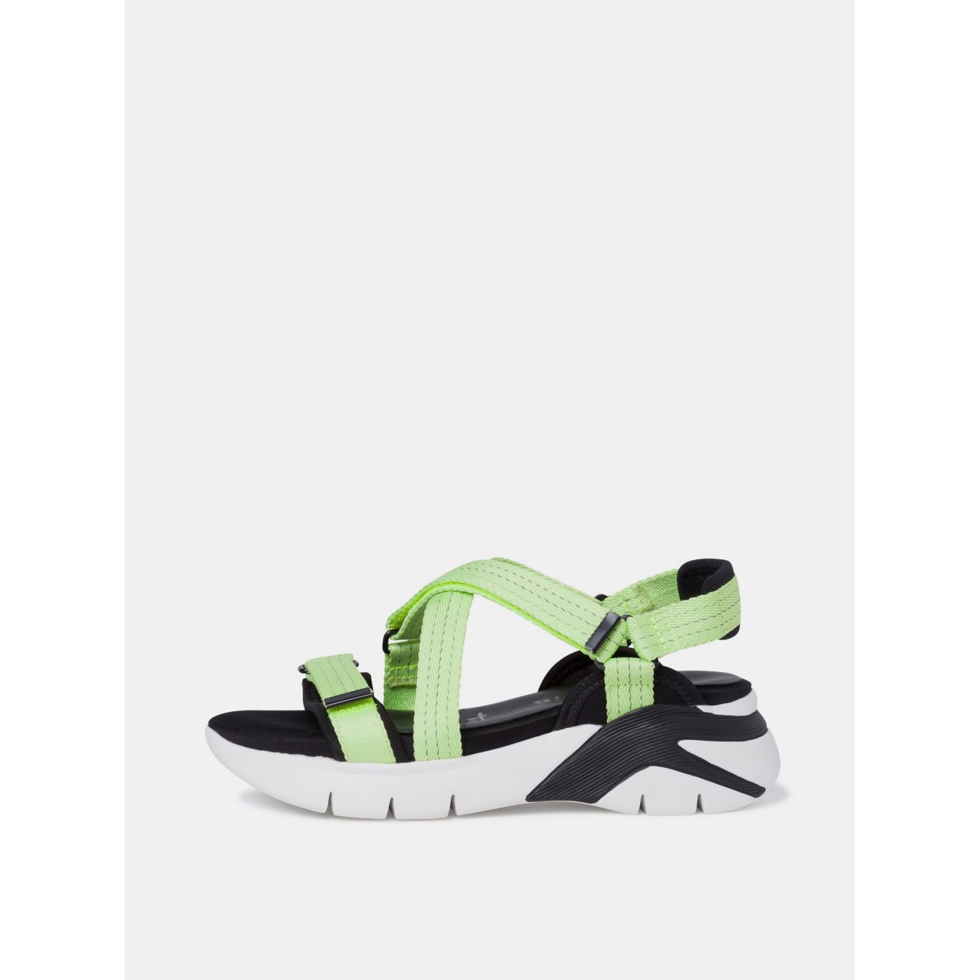 Green sandals on Tamaris platform