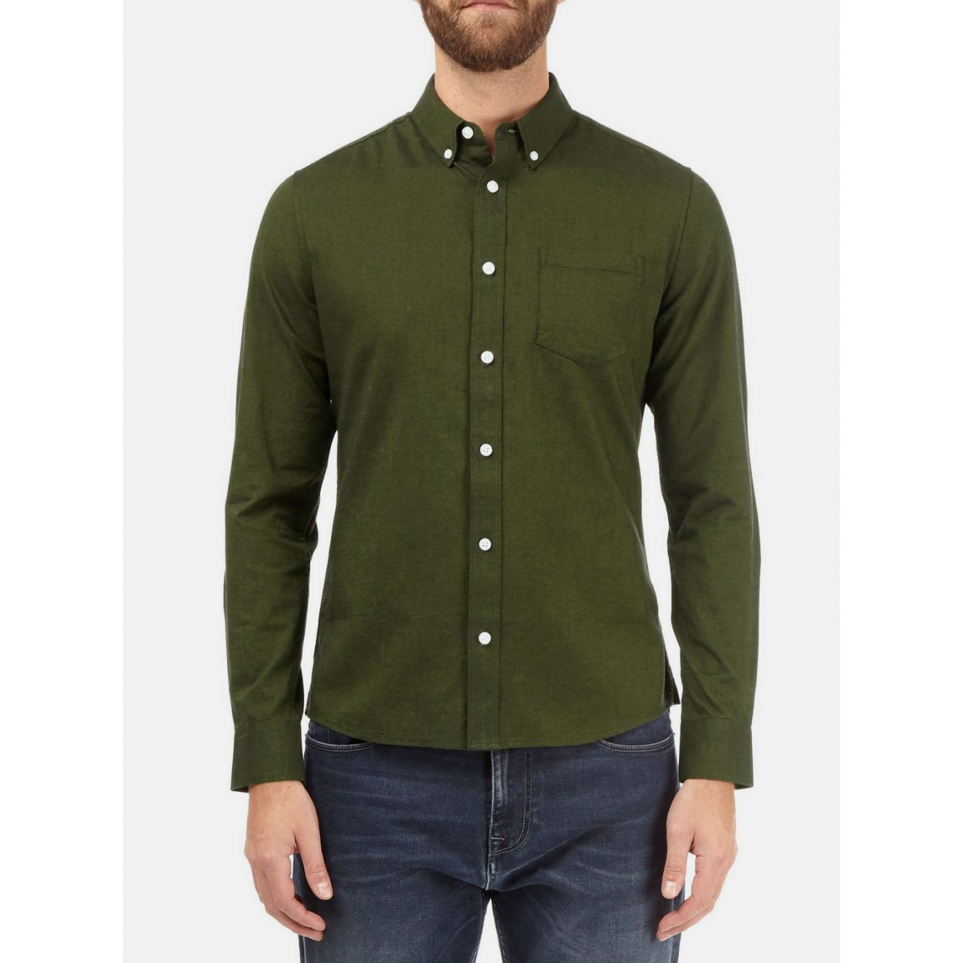Dark green skinny fit shirt with burton menswear london pocket