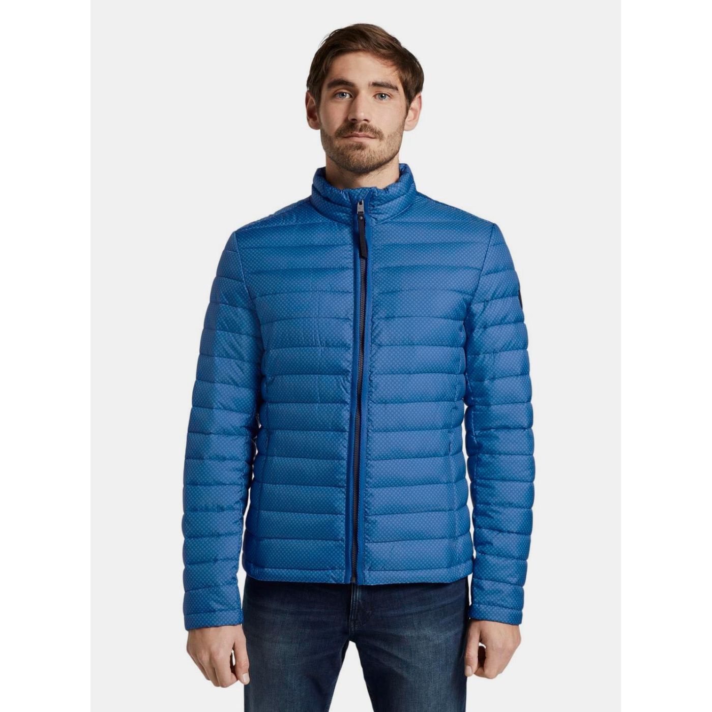 Blue Men's Patterned Quilted Water Repellent Tom Tailor Jacket