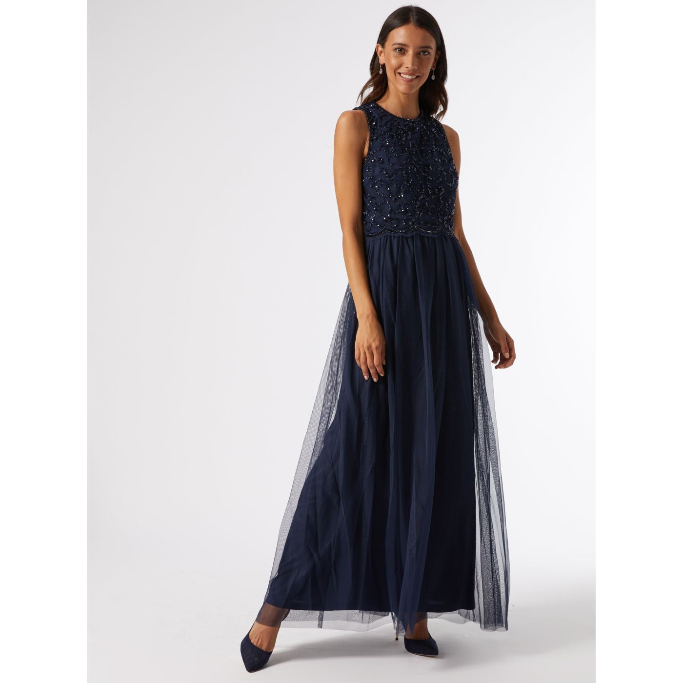Dark blue maxi dress with seed top Dorothy Perkins