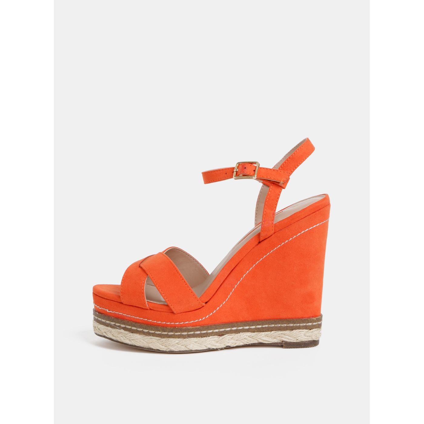 Orange wedge sandals in Dorothy Perkins suede