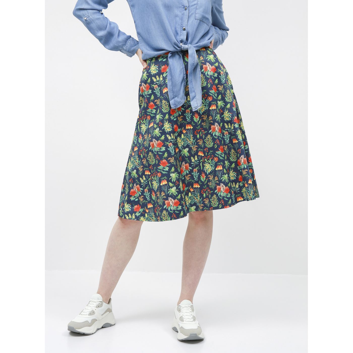 Dark blue floral skirt annanemone