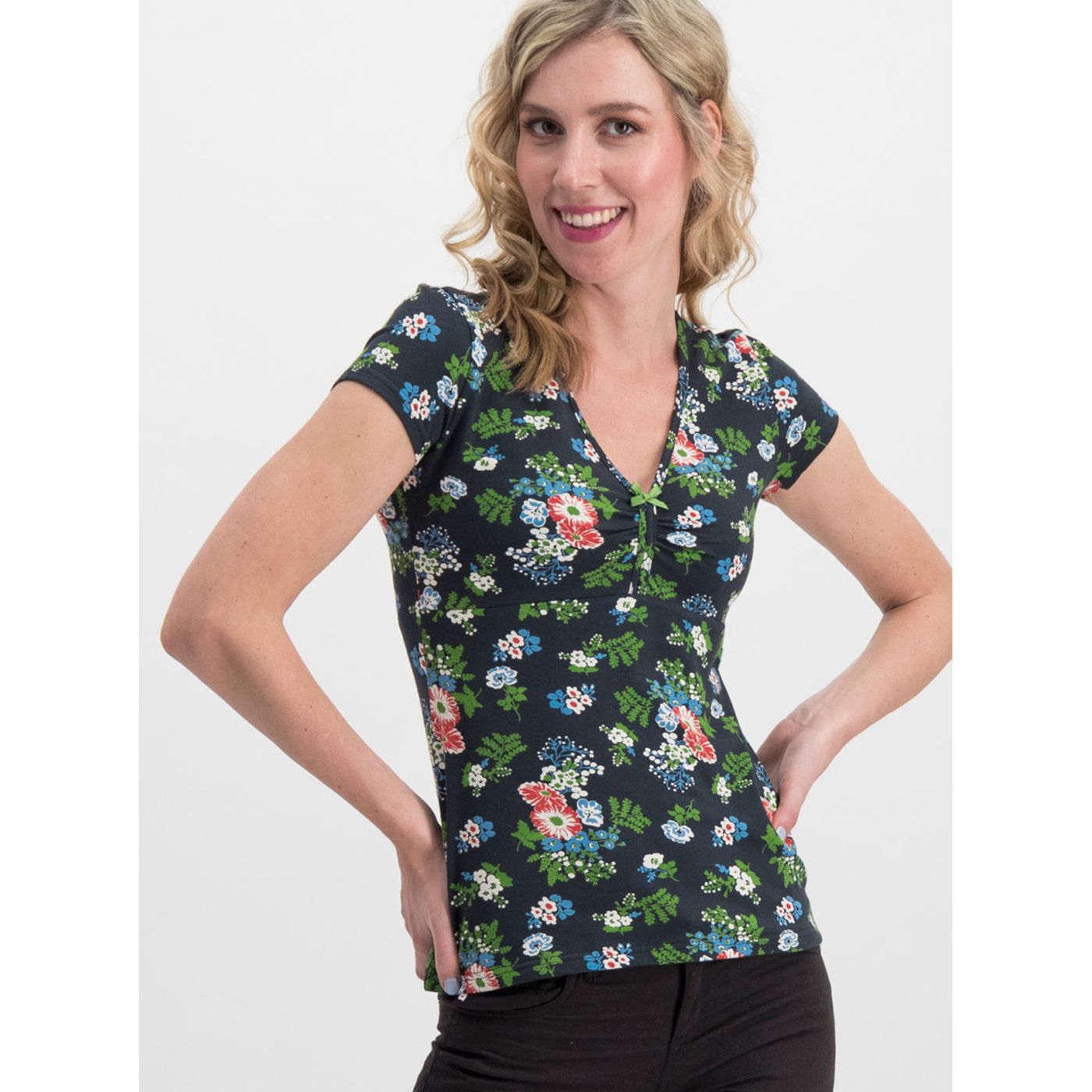 Blutsgeschwister Lucky Frontluke Black Floral T-Shirt