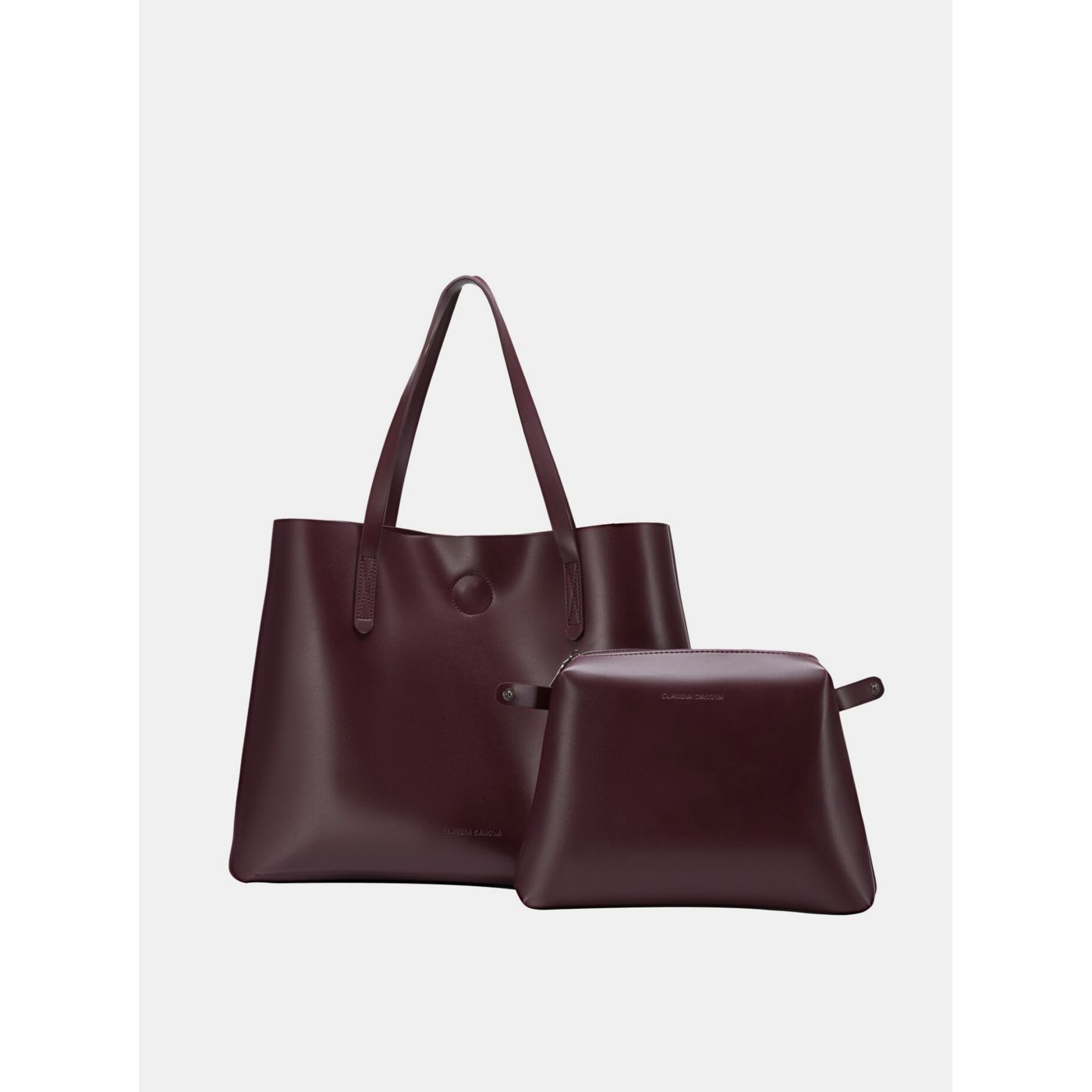 Burgundy shopper with removable claudio canova case