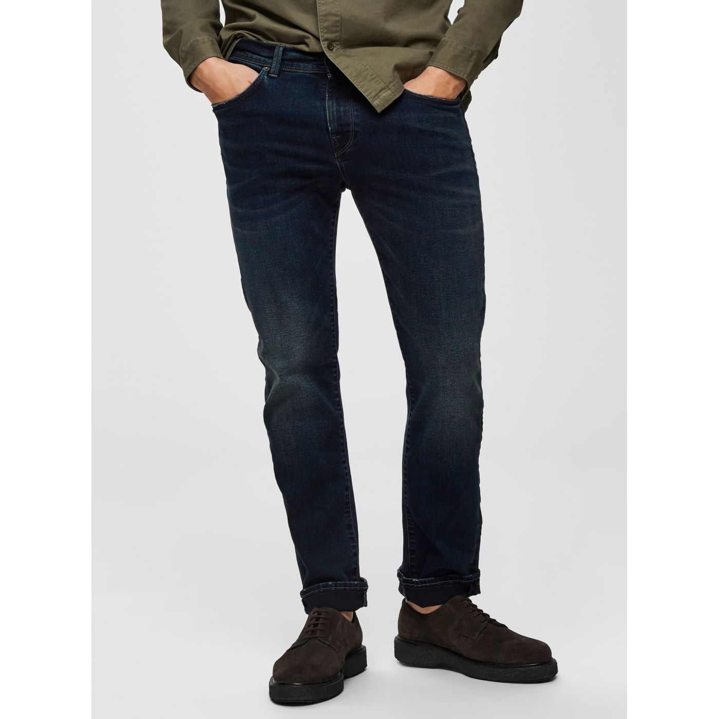 Dark Blue Slim Fit Jeans Selected by Homme Leon