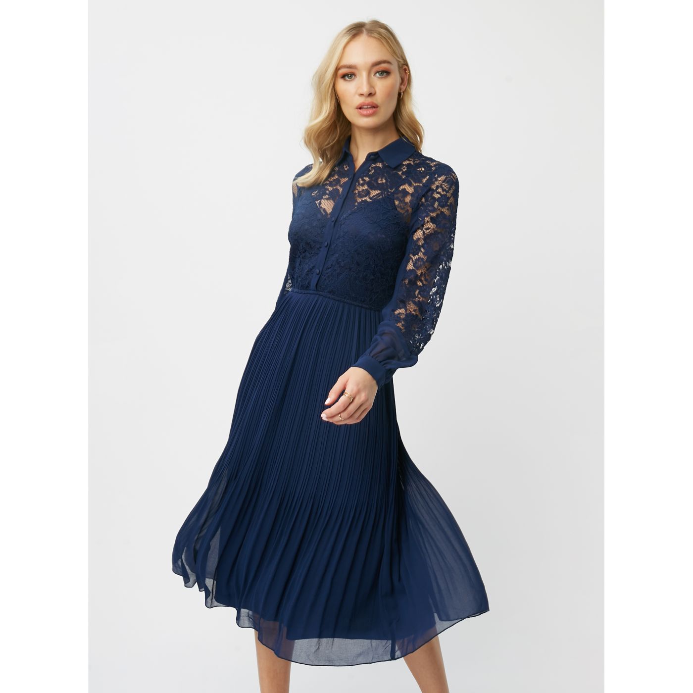 Dark blue mididishes with lace Little Mistress