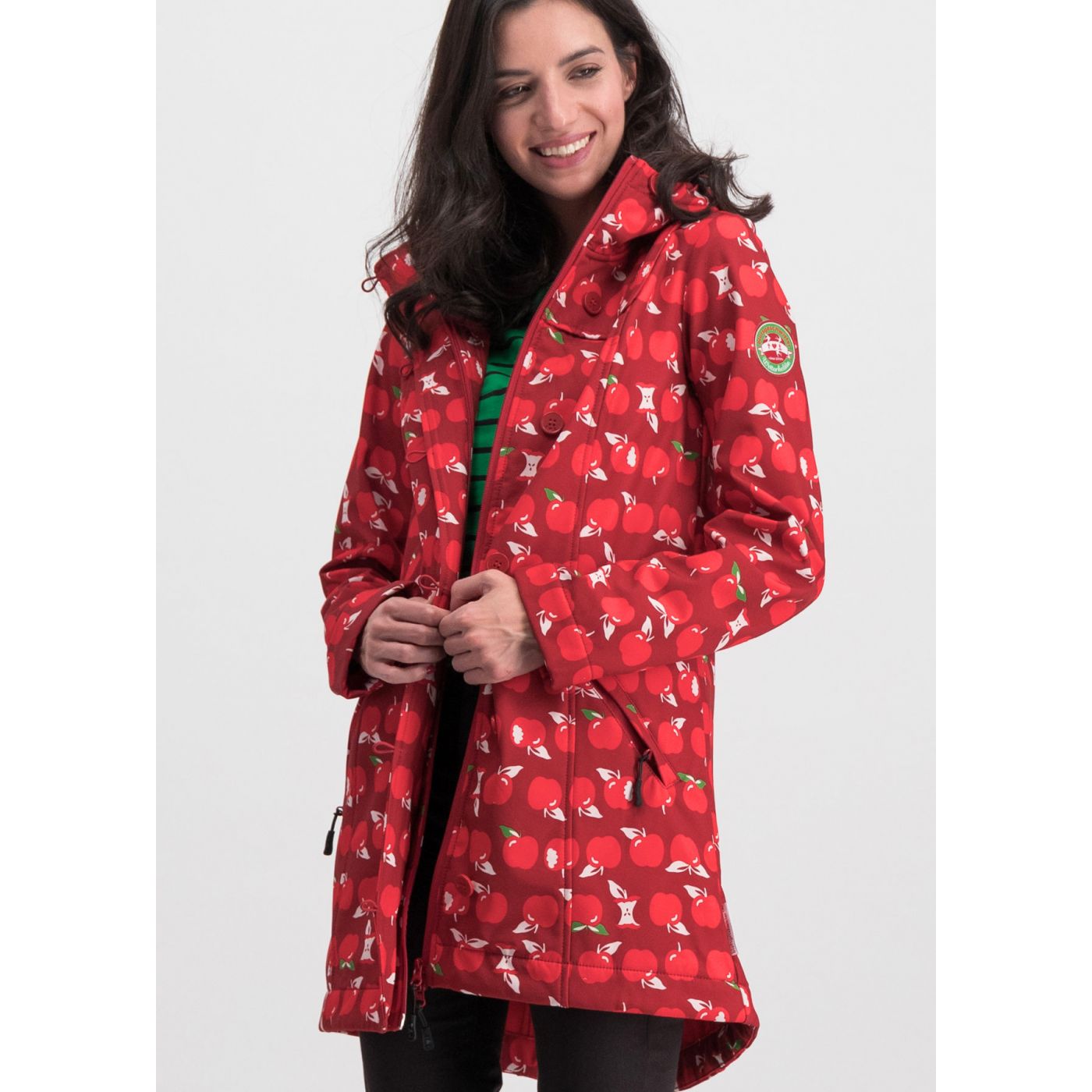 Blutsgeschwister Wild Weather Red Patterned Functional SoftShell Coat
