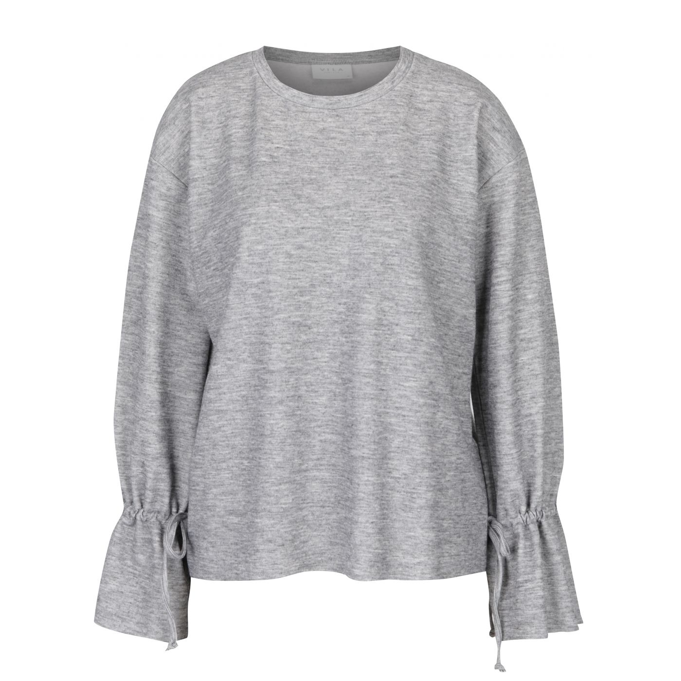 Grey Annealed Lightweight Sweater with DRAWSTRING VILA Ammie