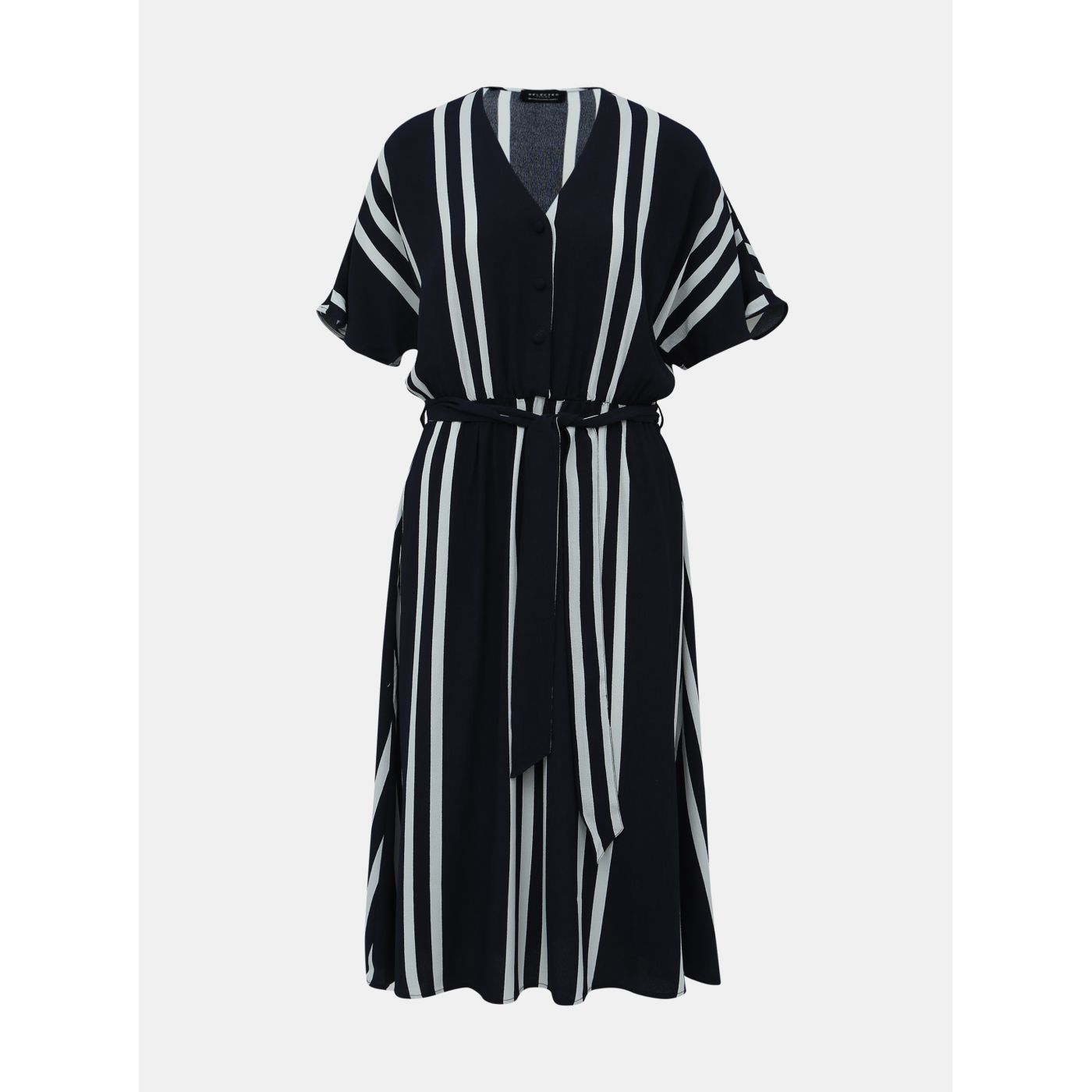 Dark Blue Striped Mididowed Femme Vienna