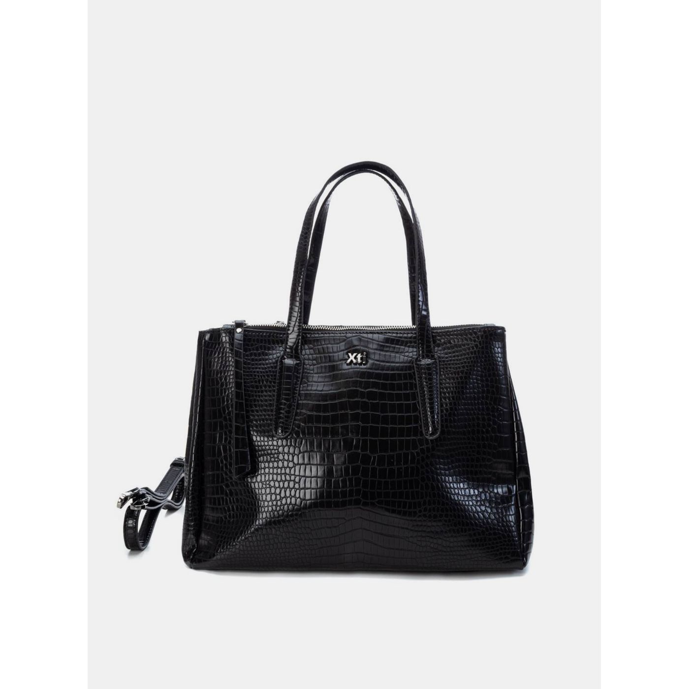 Black handbag with crocodile pattern Xti