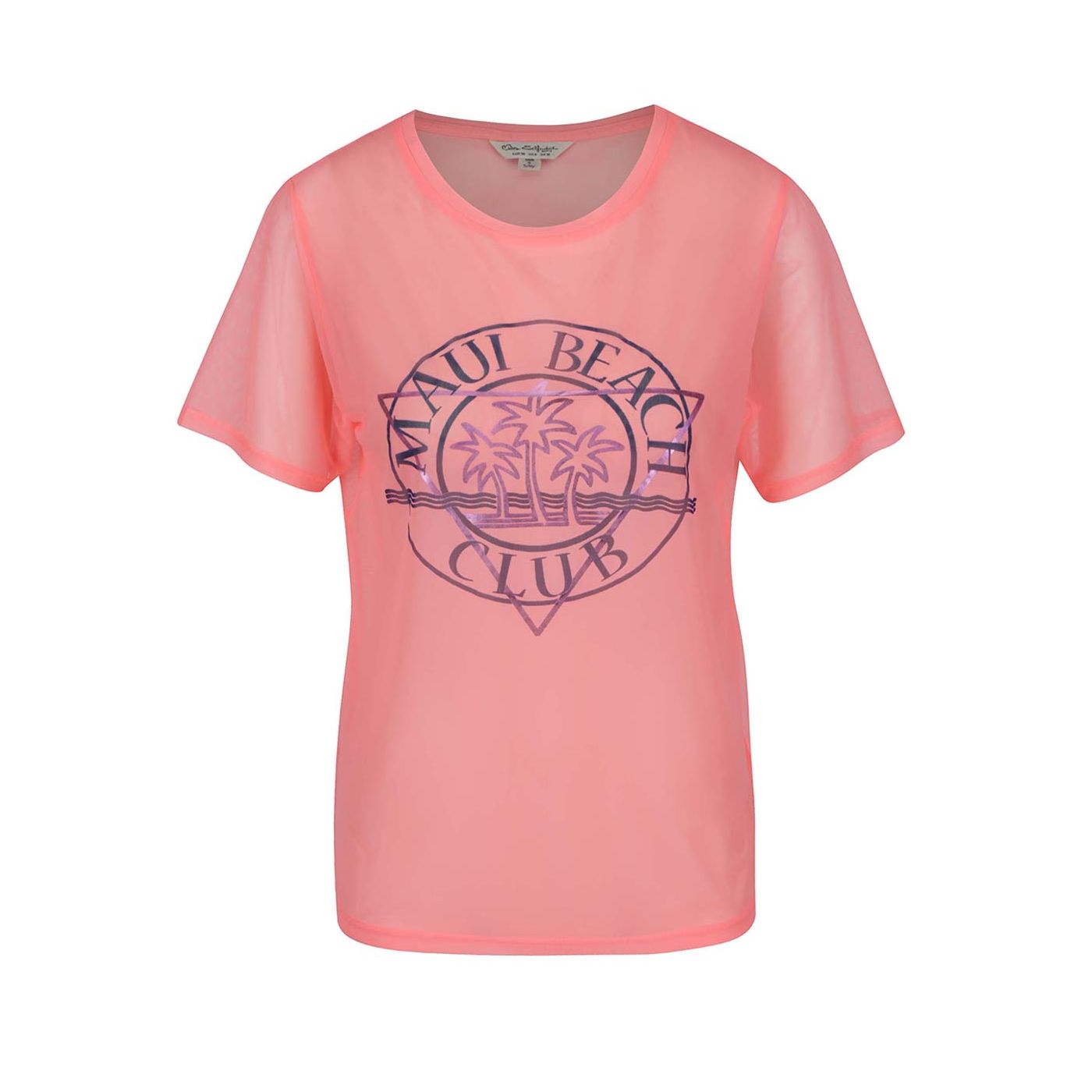 Miss Selfridge Printed Pink Mesh T-shirt