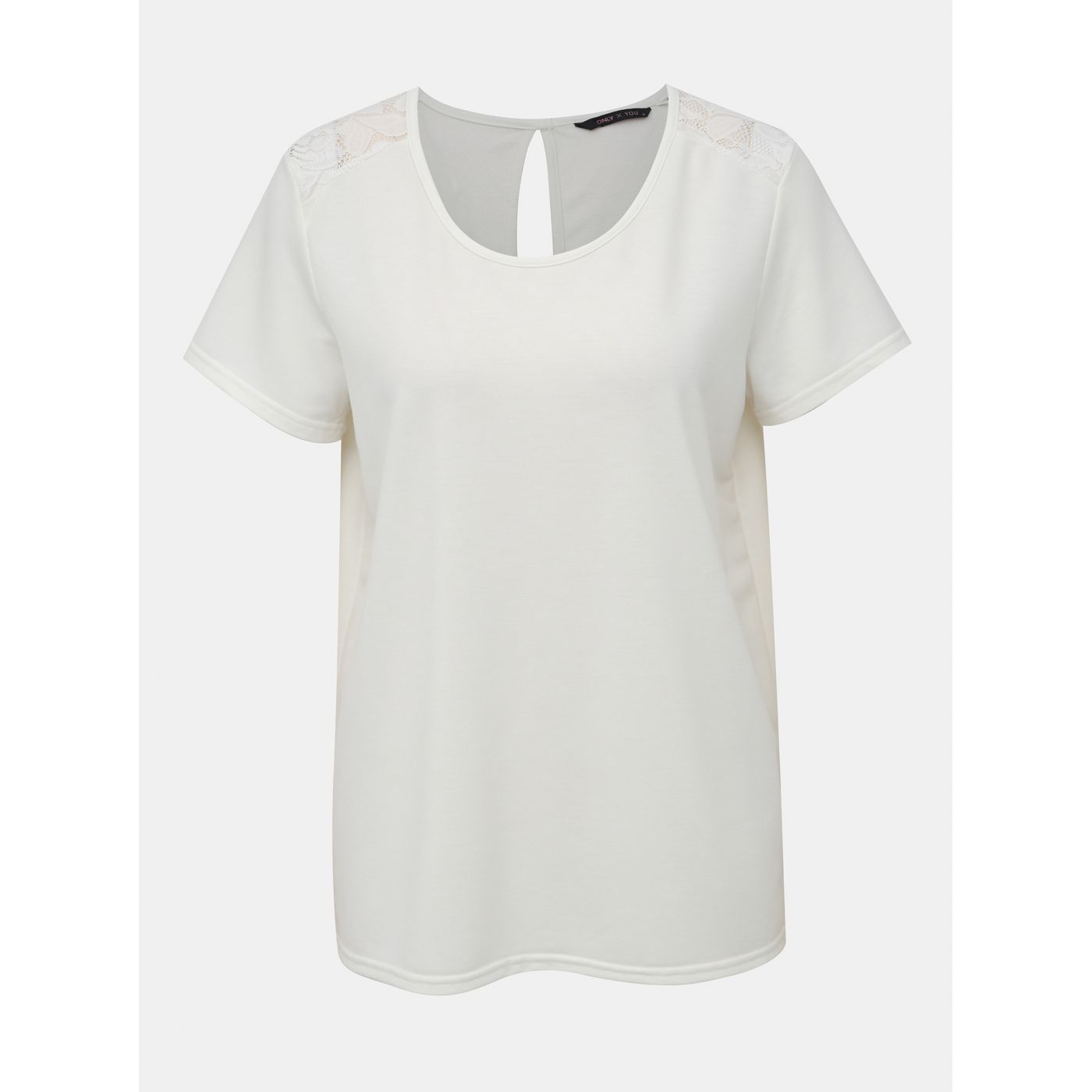 White T-shirt with lace ONLY Ymia