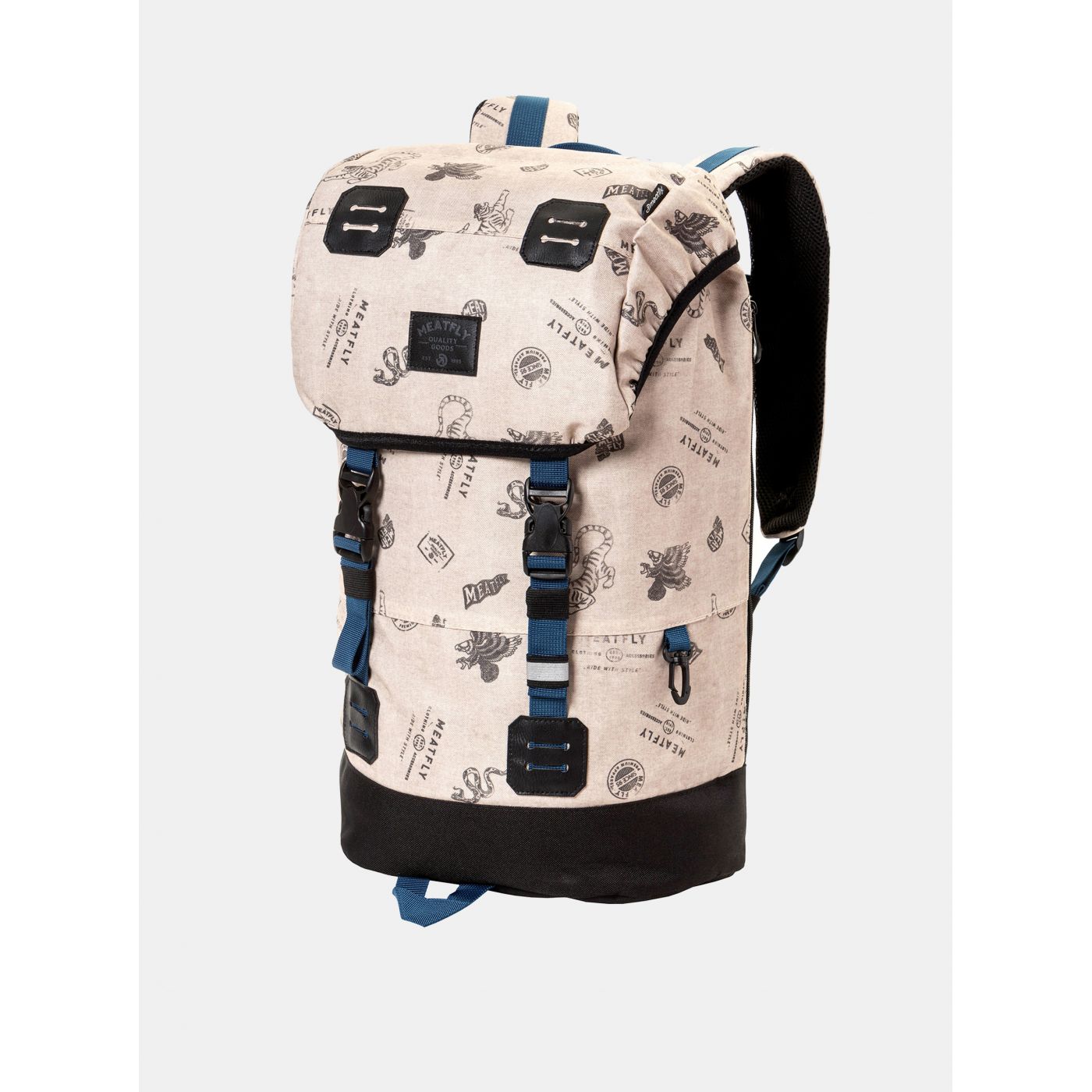 Beige backpack with meatfly raincoat 26 l