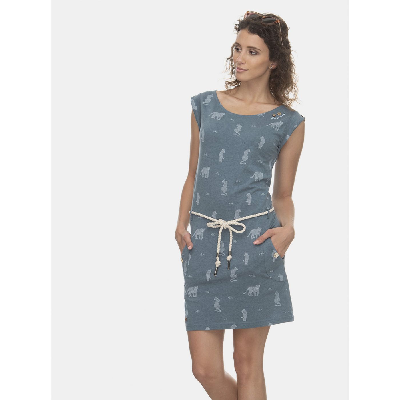 Blue Patterned Ragwear Tag Tiger Dress