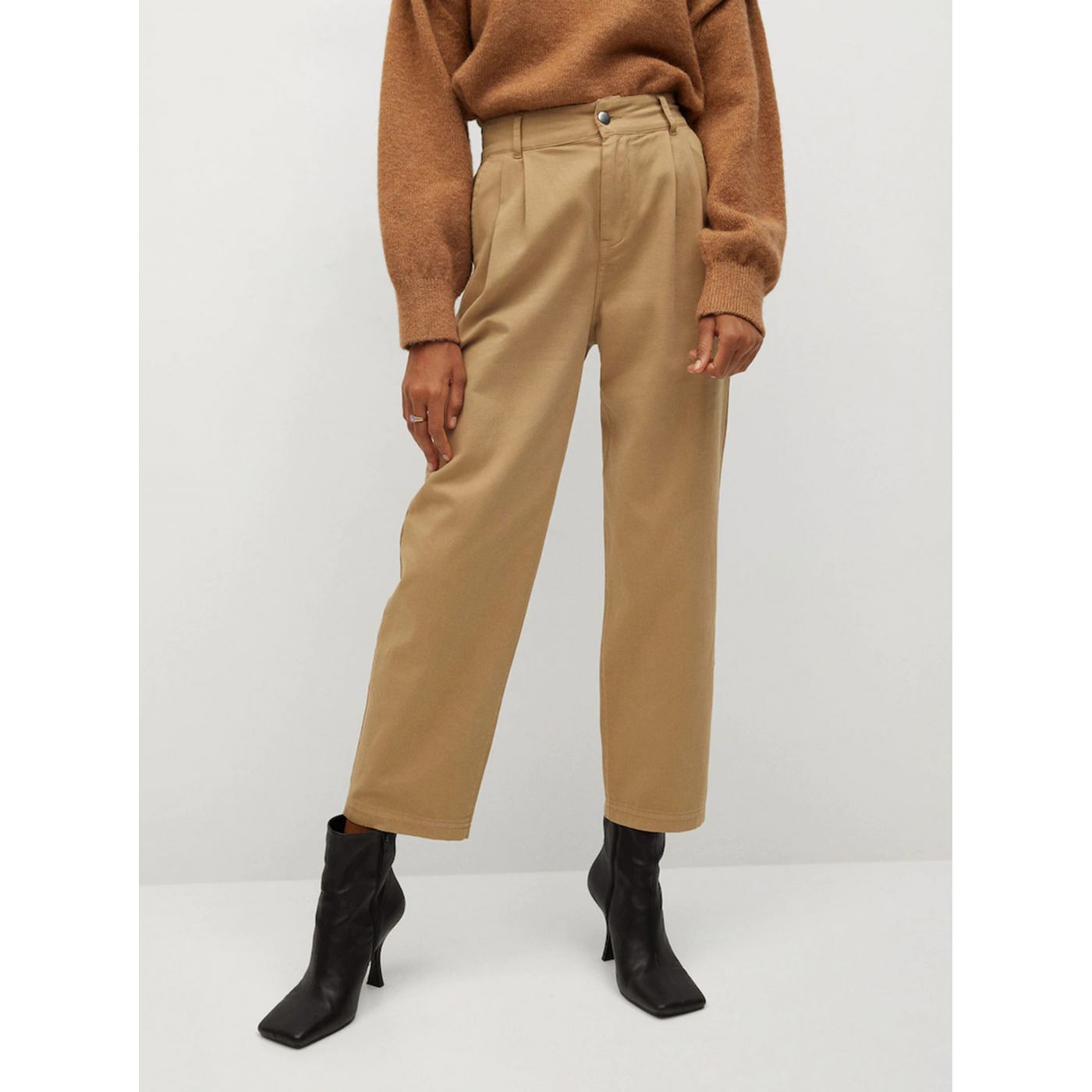 Light Brown Truncated Pants Mango Relax