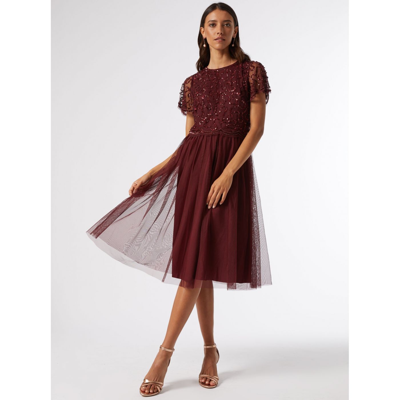 Burgundy dress with seed top Dorothy Perkins