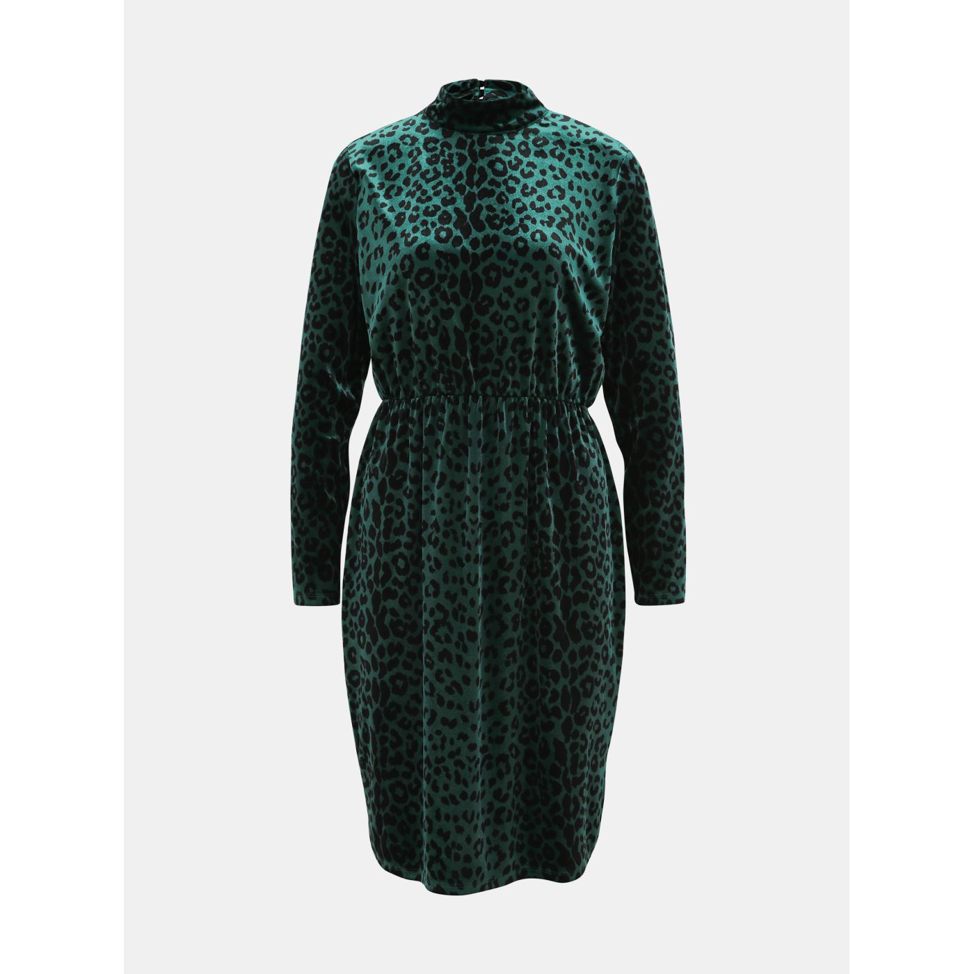 Dark green velvet dress with leopard pattern VILA Linao