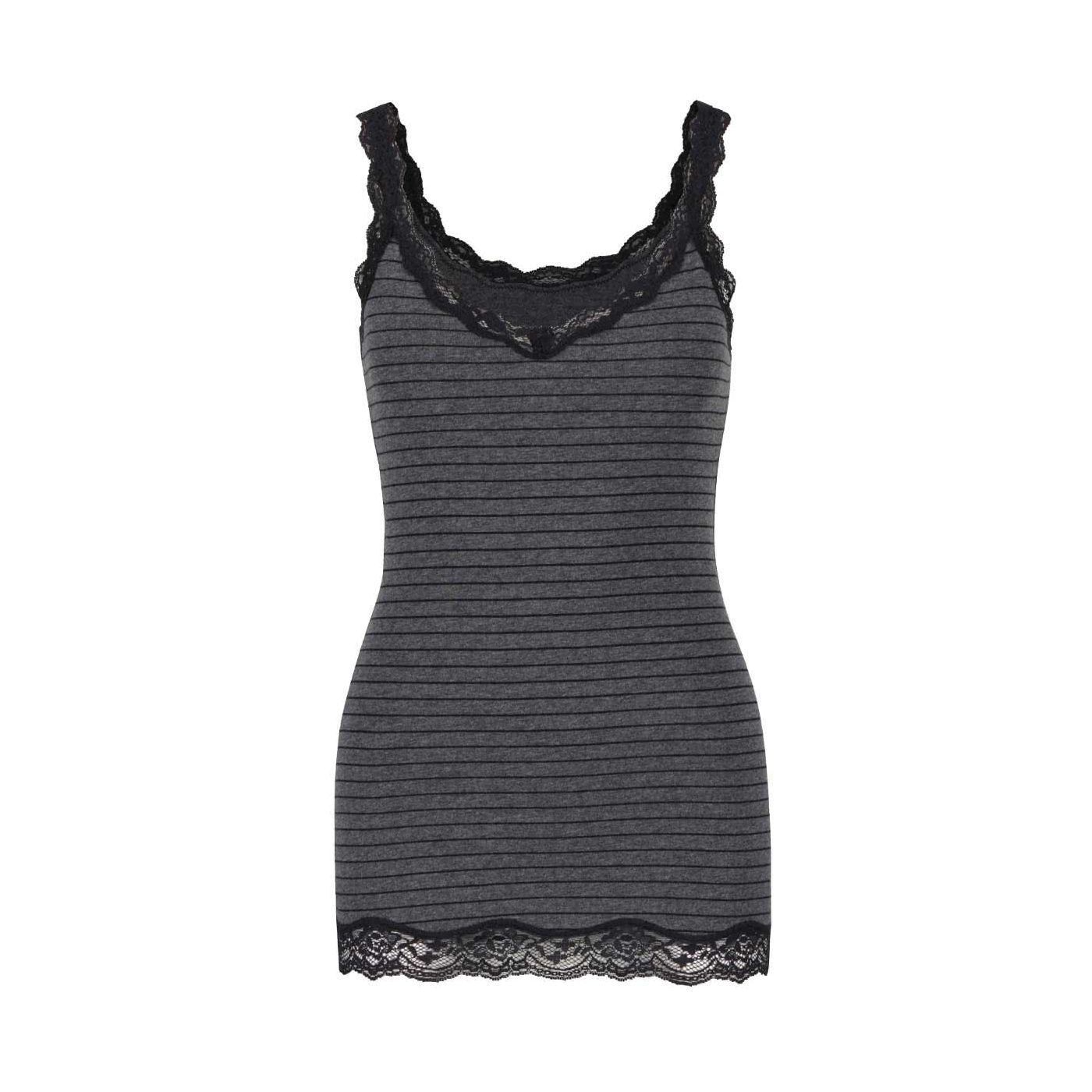 Black-grey striped shirt with decorative lace DKNY