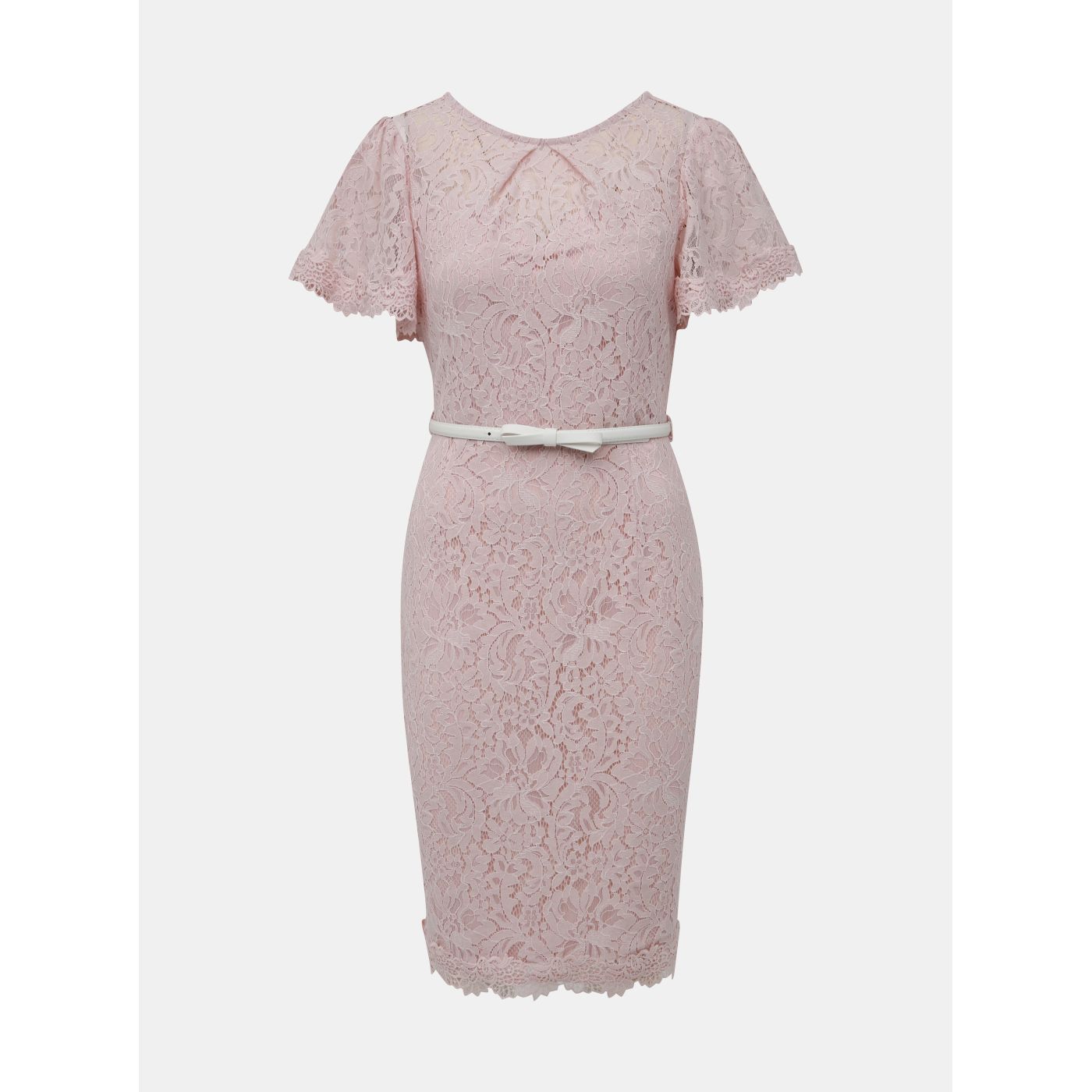 Old pink lace dress with dorothy perkins belt